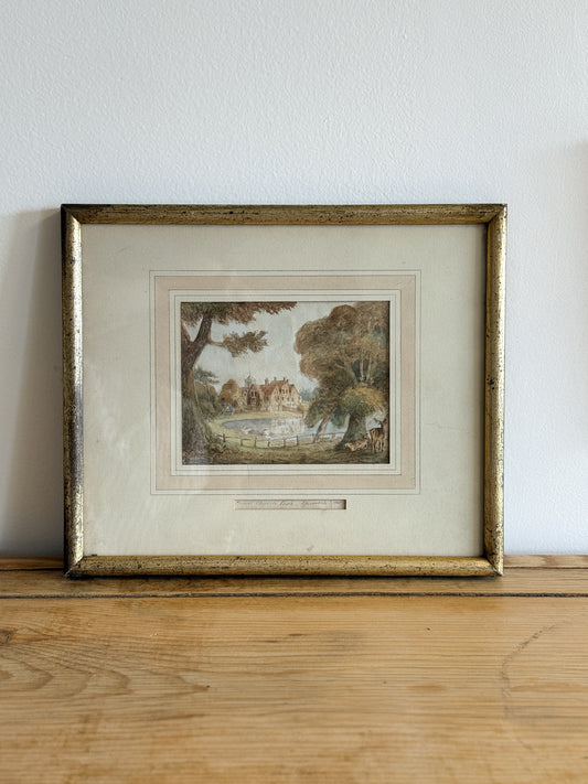 Antique English Watercolor Painting, Christchurch Park in Ipswich