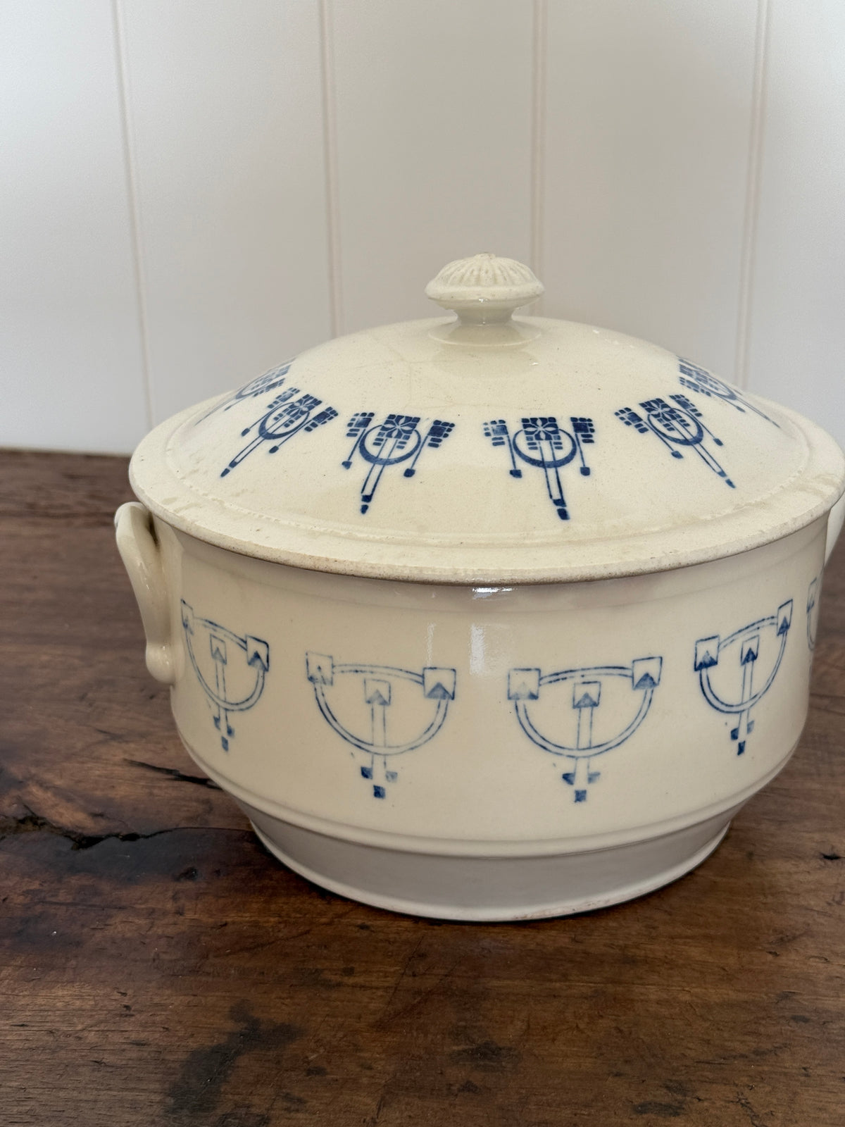 Antique French Saint Uze Kitchenware, Large Lidded Pot