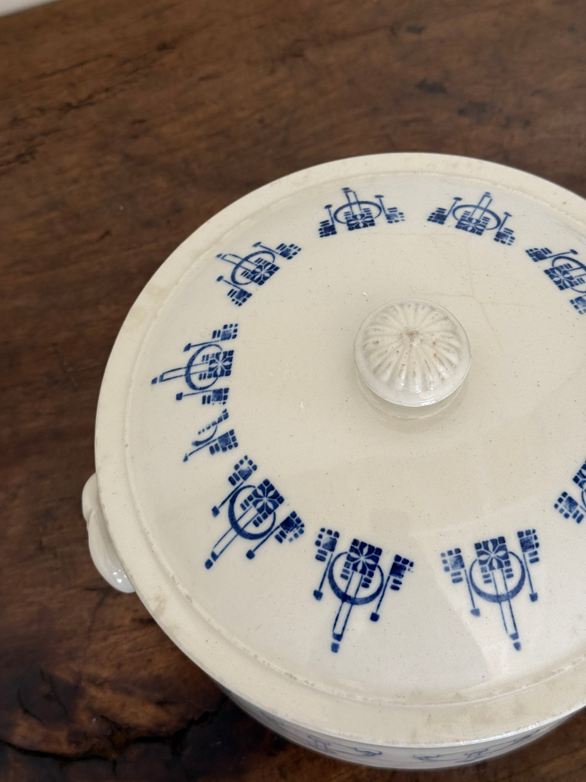 Antique French Saint Uze Kitchenware, Large Lidded Pot