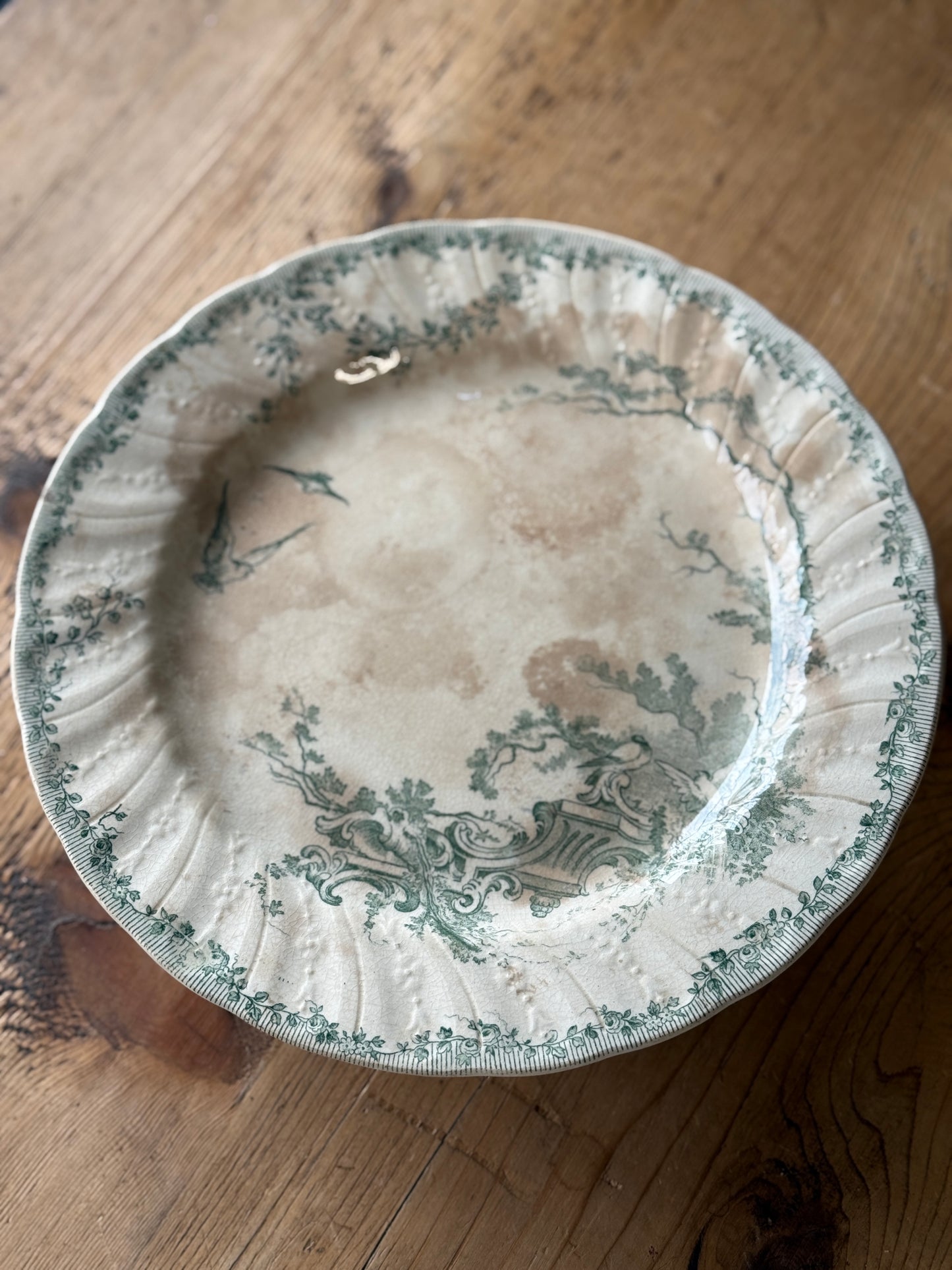 Antique French Watteau Pedestal Plate/Cake Stand
