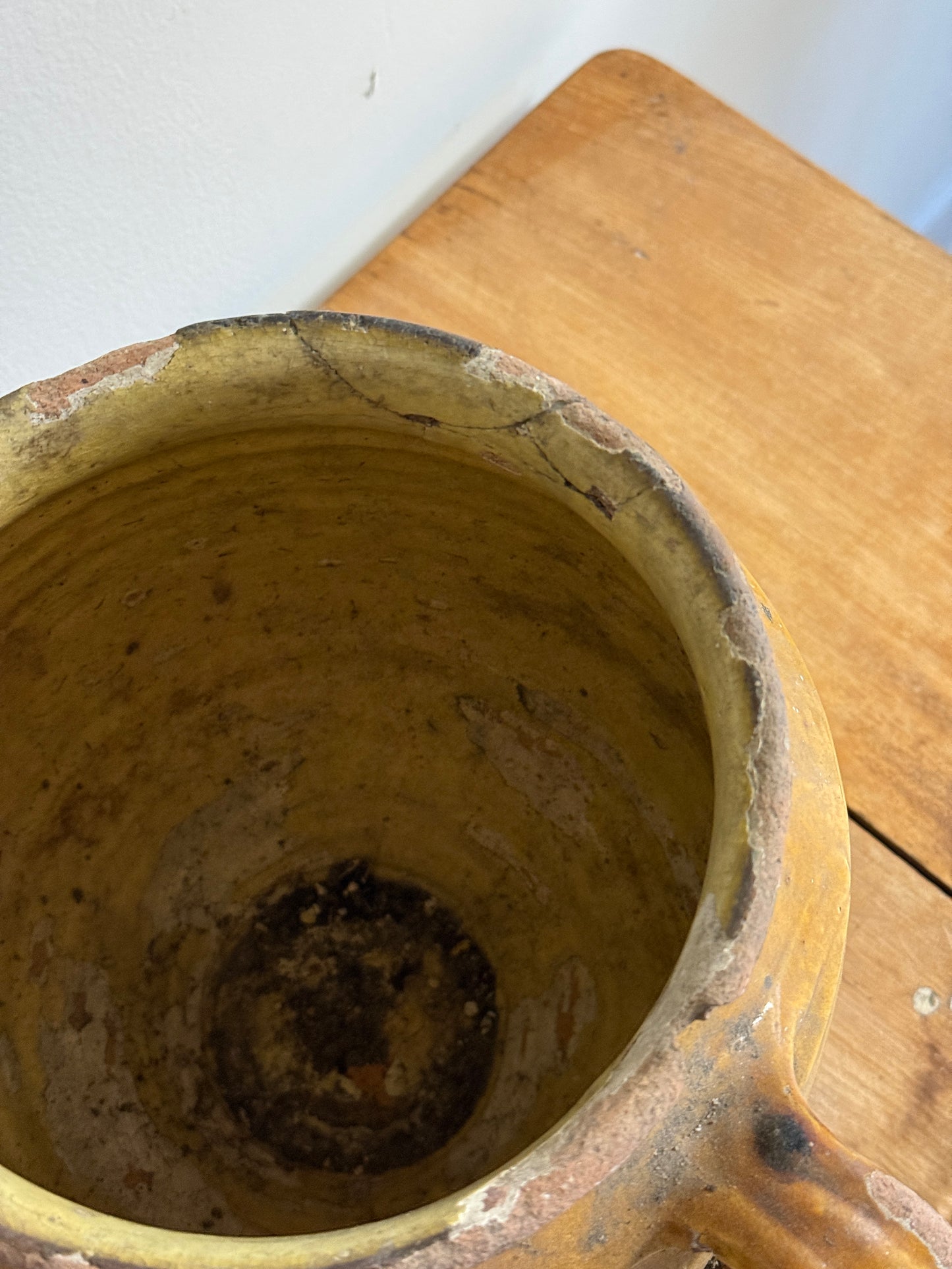 Antique Rare Yellow French Confit Pot