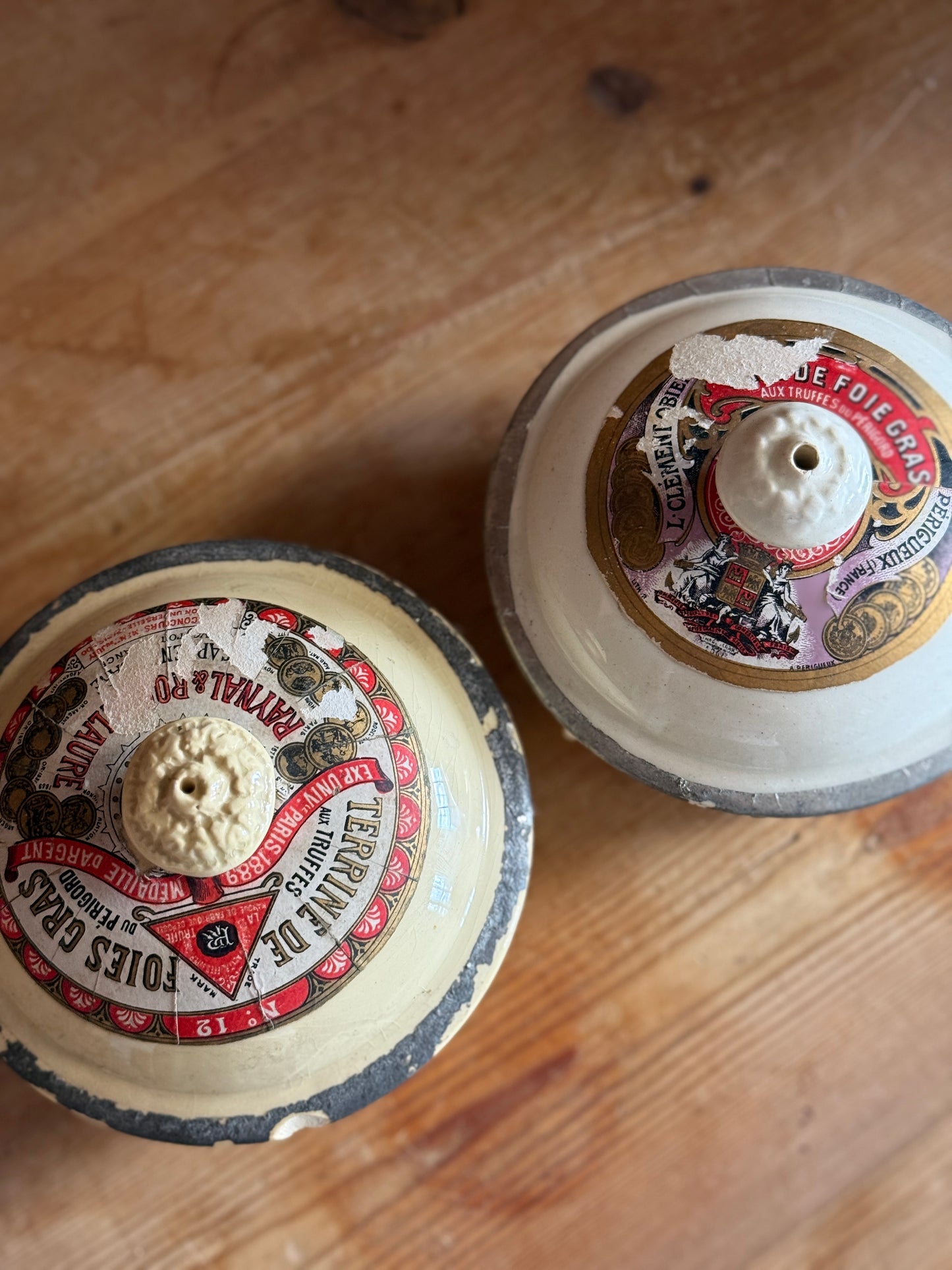 Antique French Foie Gras Lidded Pots