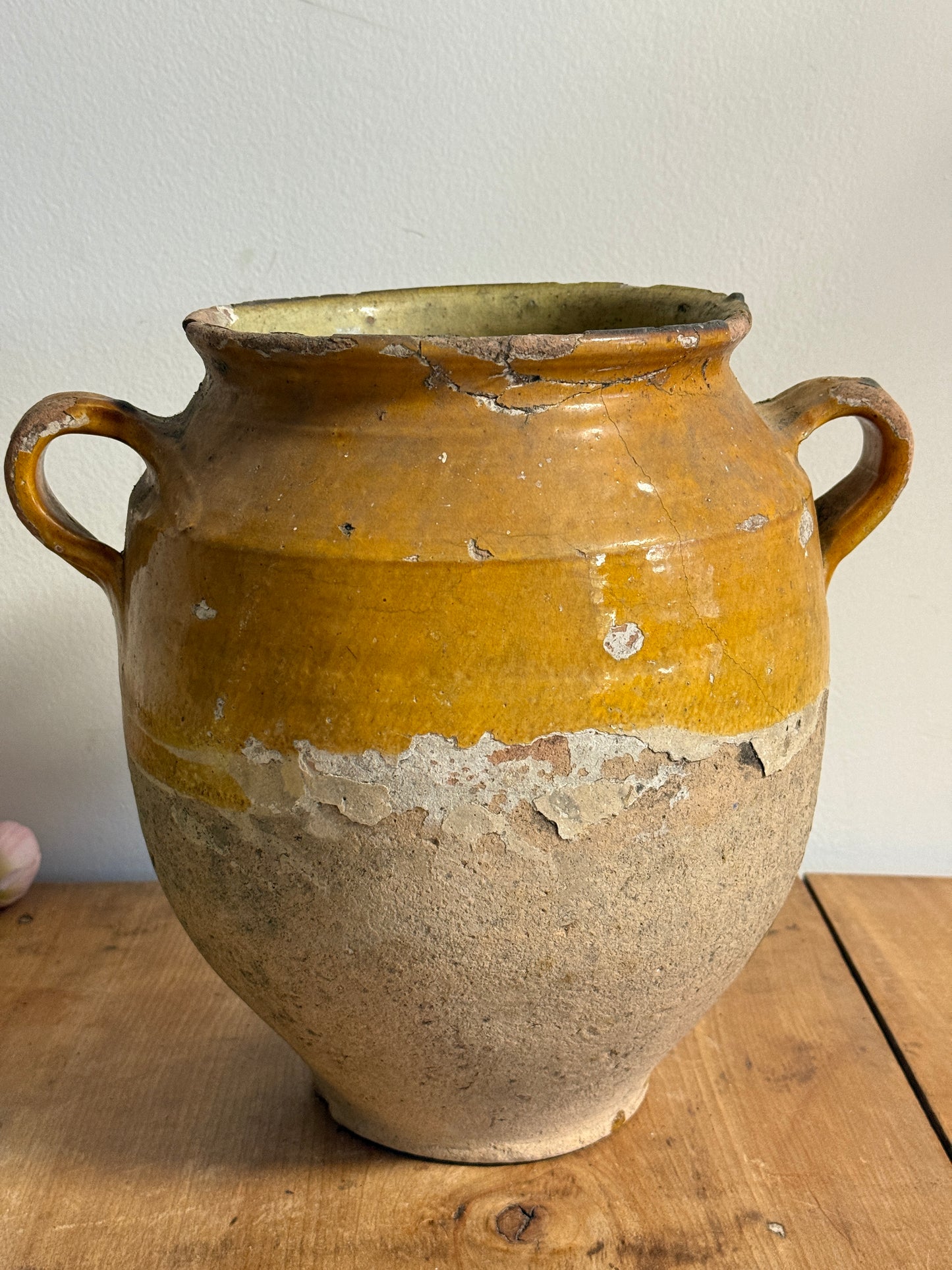 Antique Rare Yellow French Confit Pot