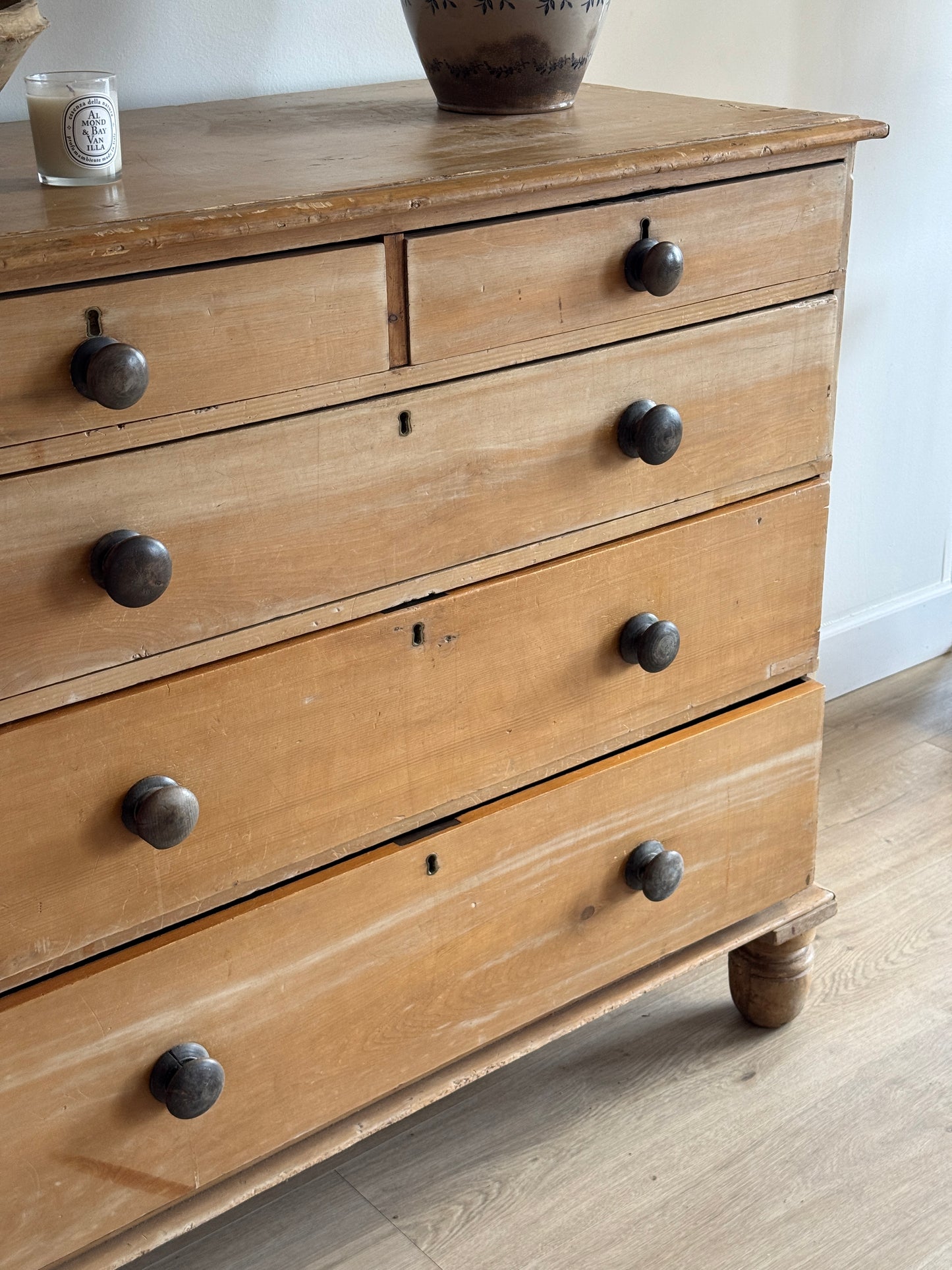 Large Antique English Pine Dresser/Chest of Drawers