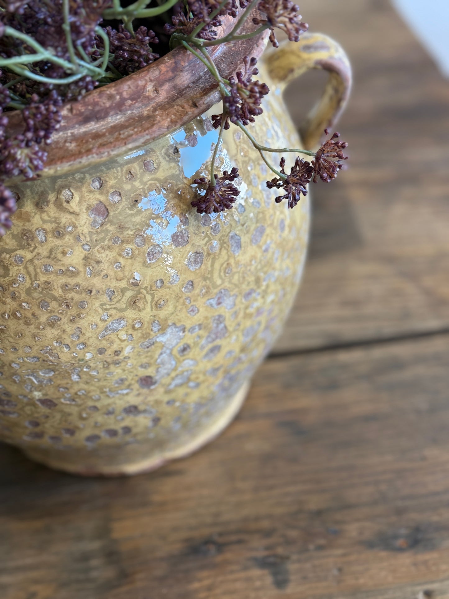 Rare Antique Ochre Yellow Glazed French Confit Pot