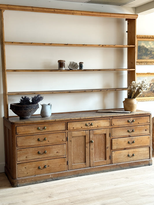 Large Antique English Stepback Hutch