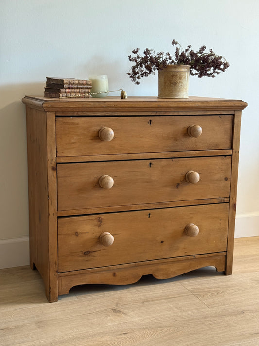Antique English Pine Dresser/Chest of Three Drawers