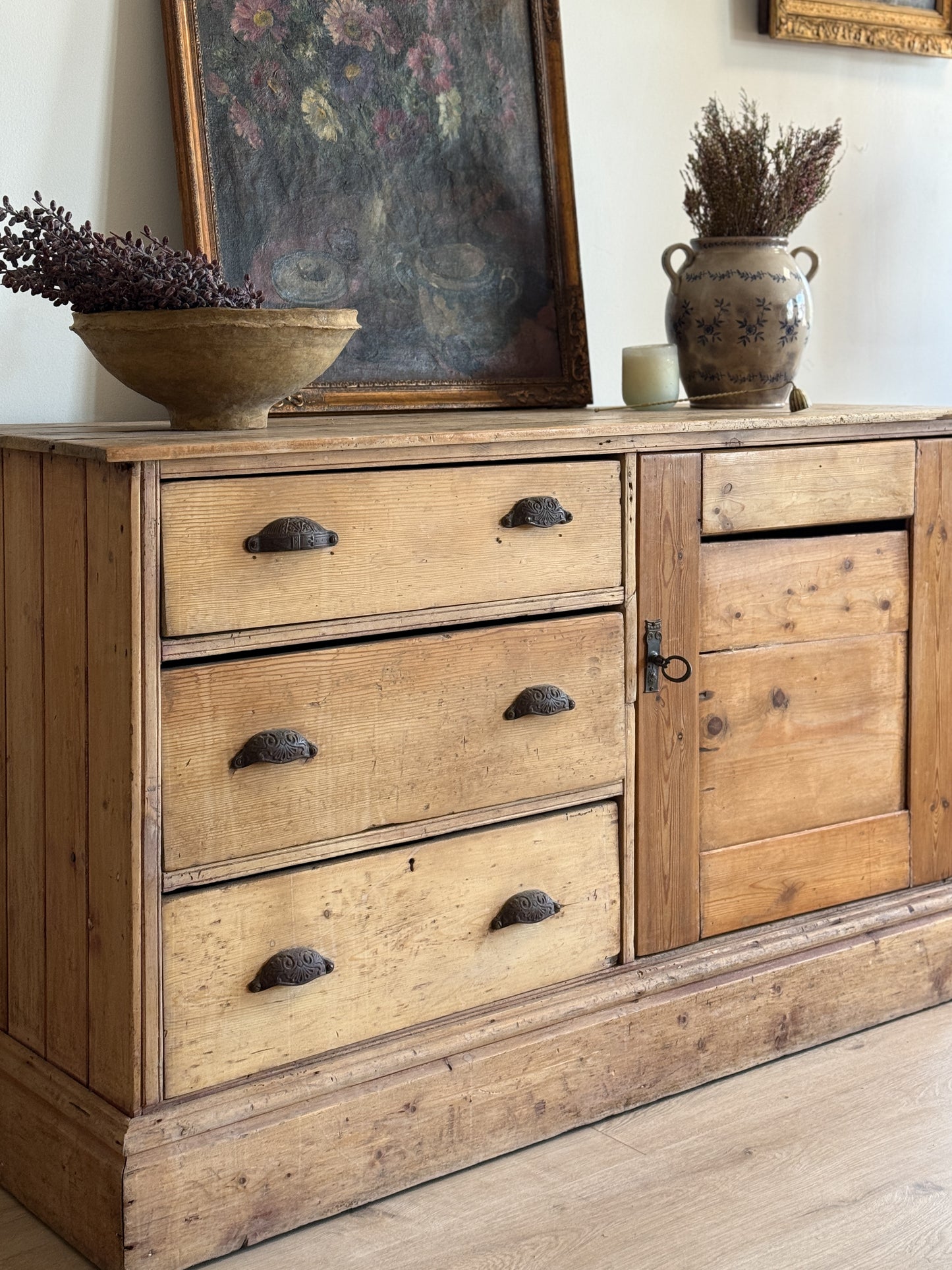 Antique English Pine Sideboard