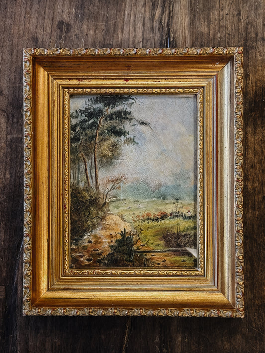 Original Antique British Oil Painting, Country Scene