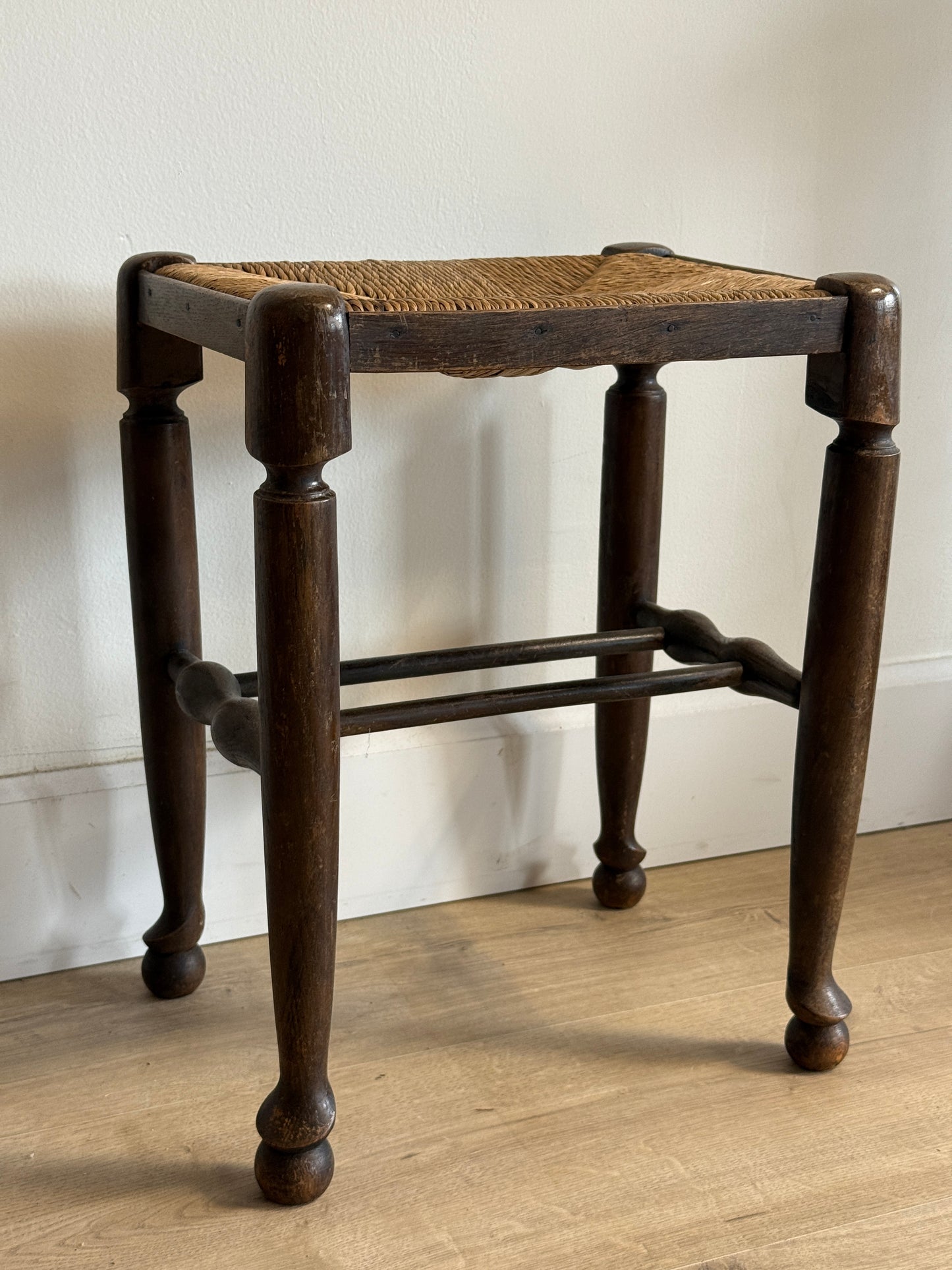 Antique English Rush Stool