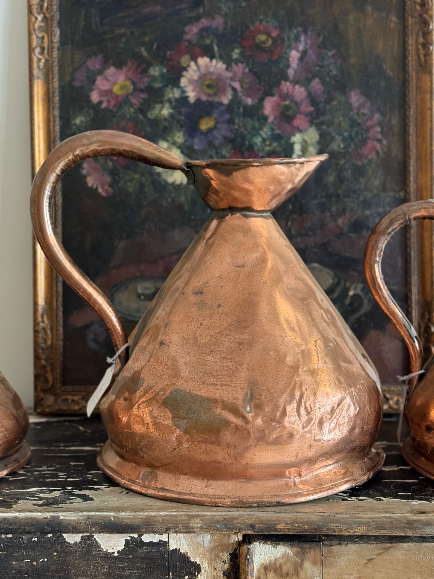 Large Antique English Copper Jugs