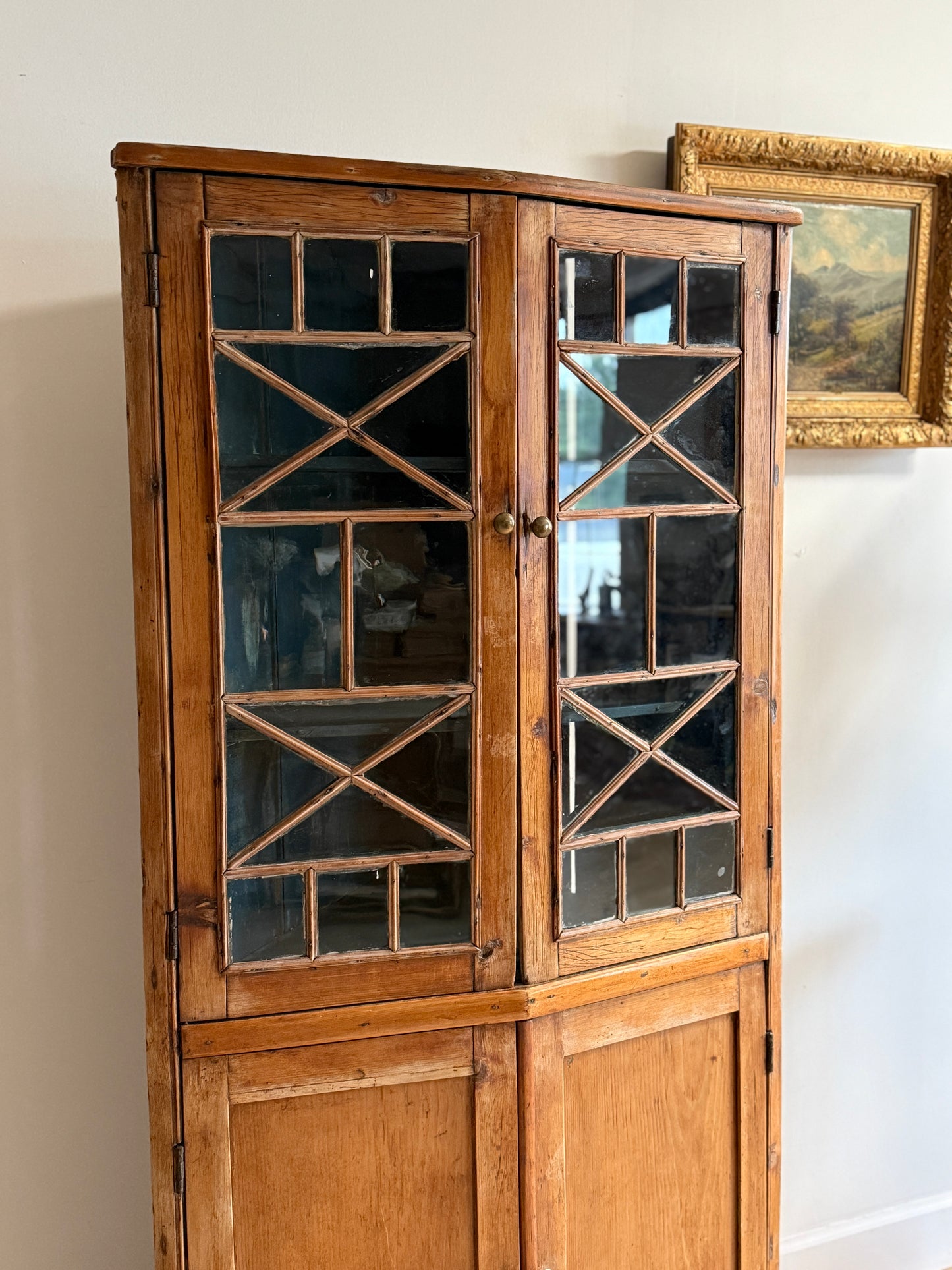 French Pine Corner Cupboard