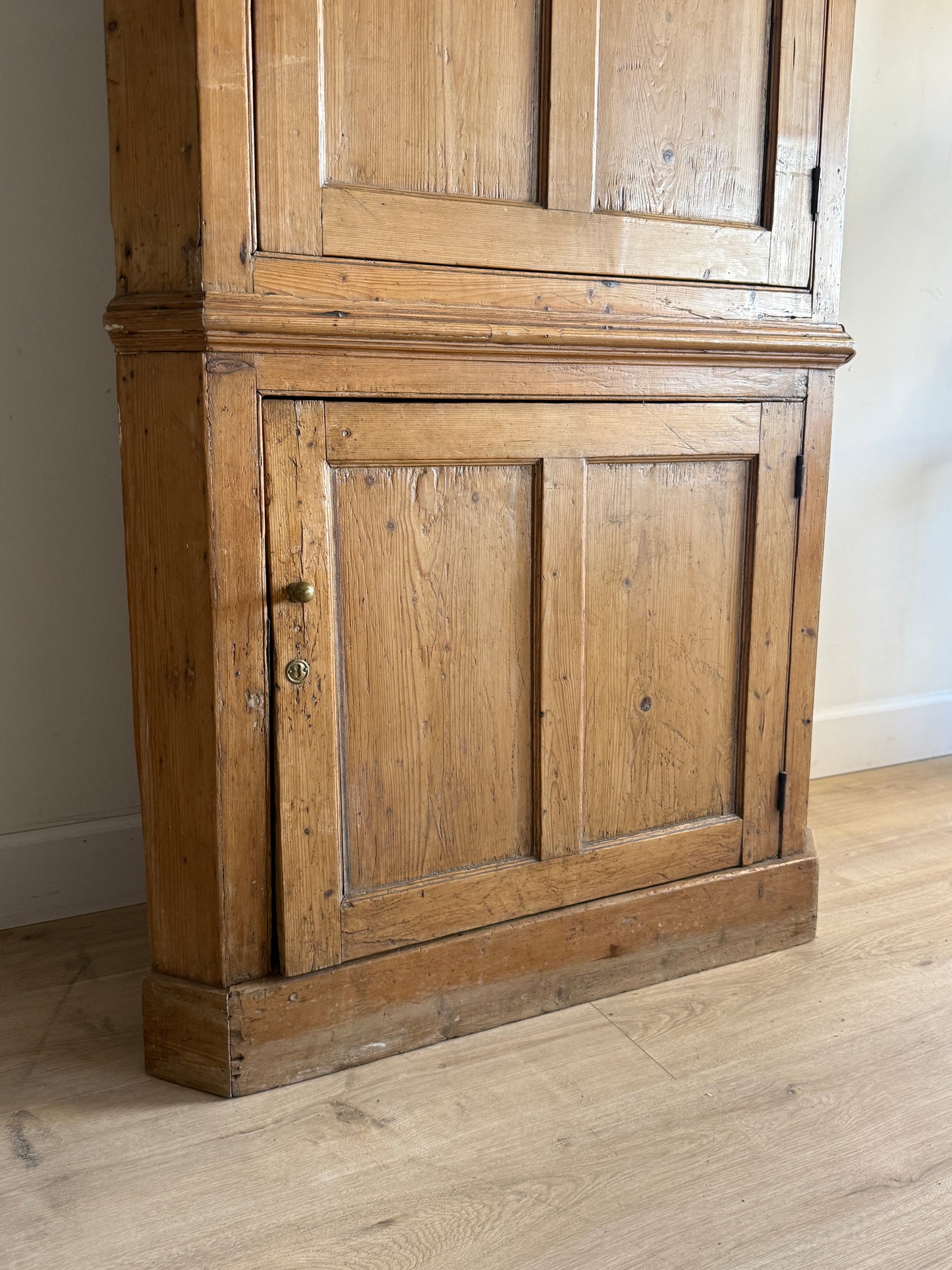 Antique Irish Pine Corner Cupboard