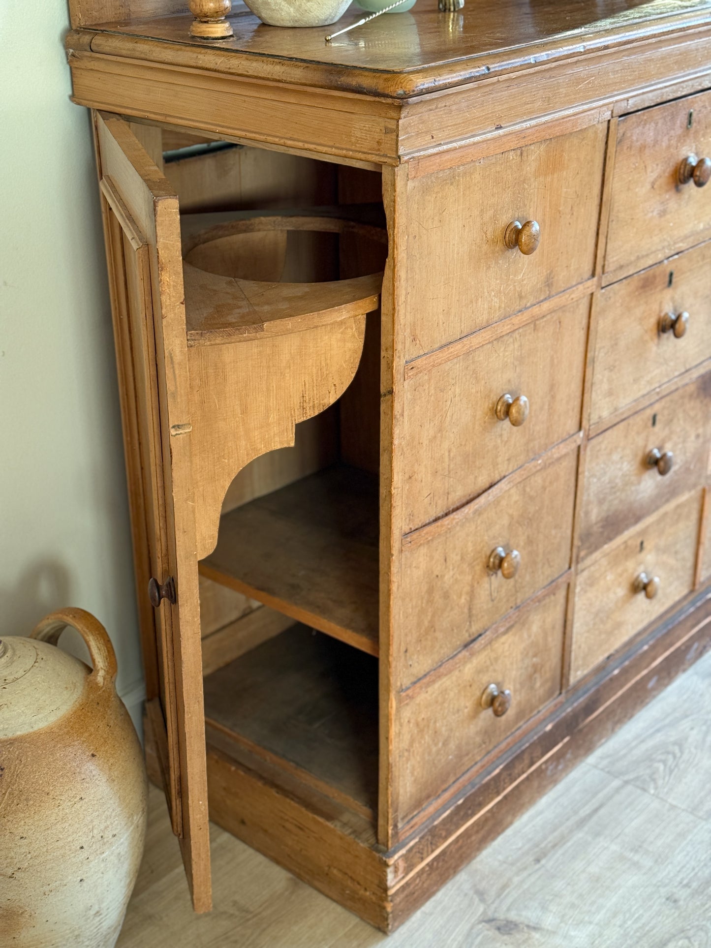 Rare 19th Century English Pine Dairy Hutch