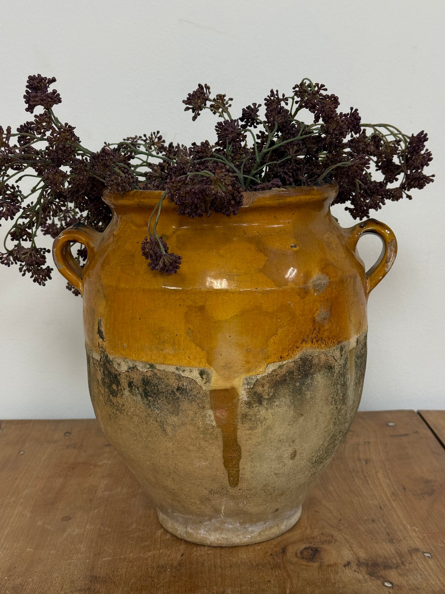 Rare Antique Ochre Yellow Glazed French Confit Pot