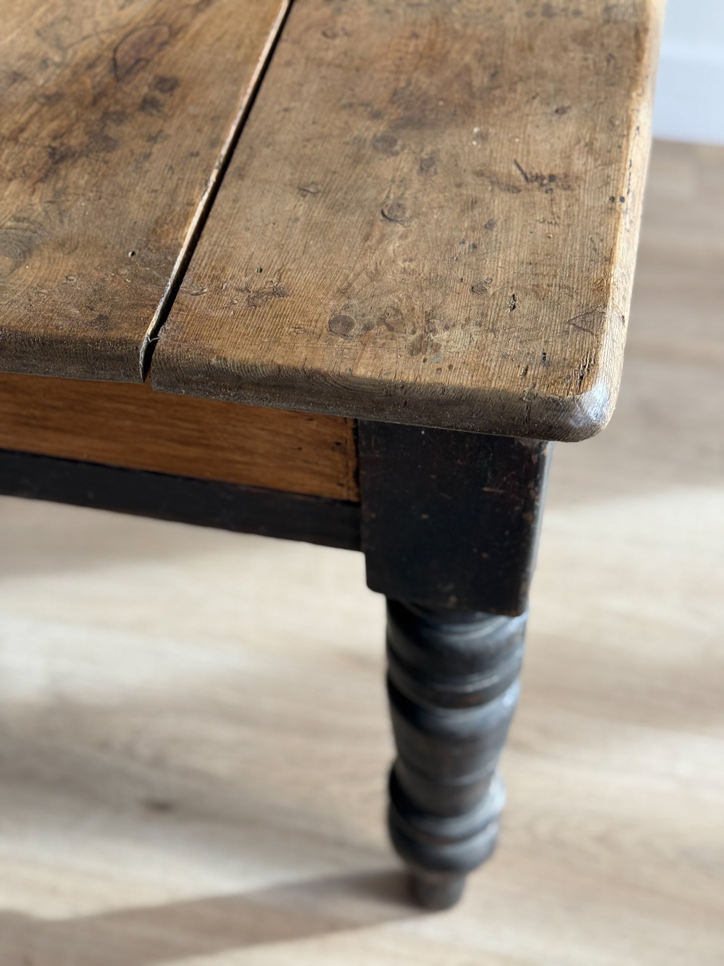 Antique English Pine Table with Drawer