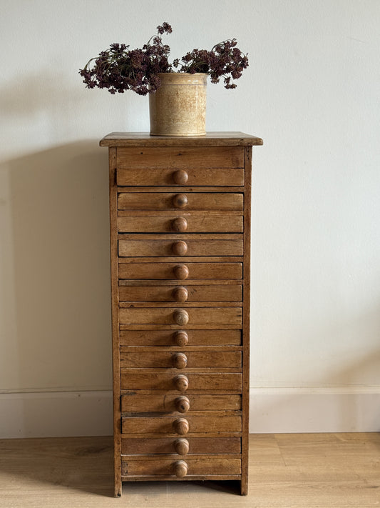 Antique English Bank of Drawers