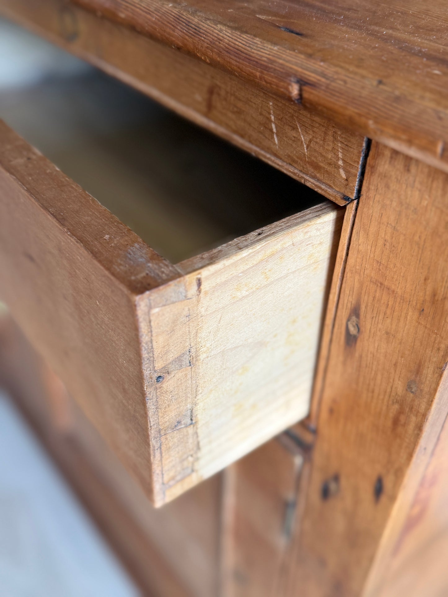 Antique English Pine Stepback Hutch