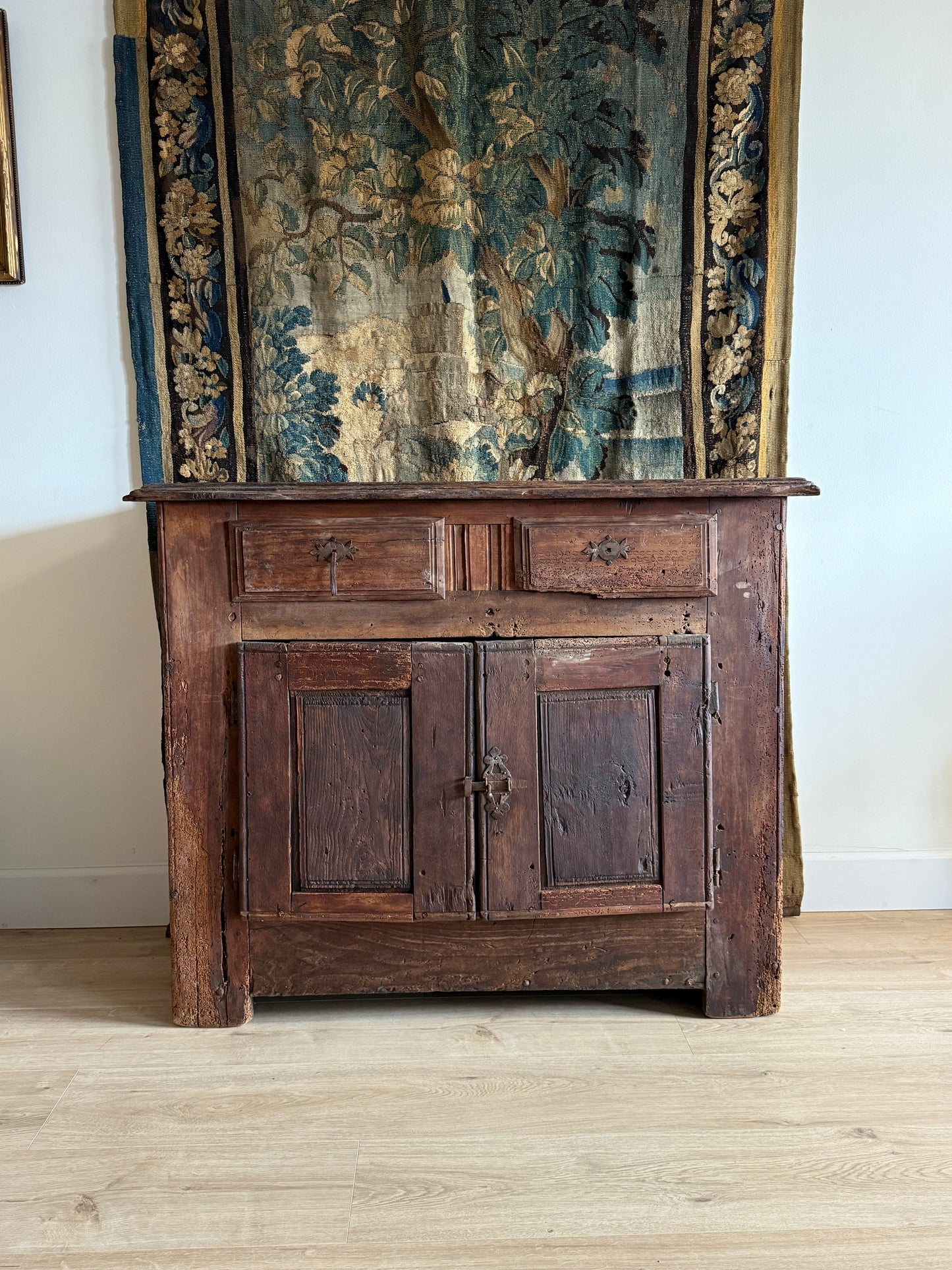 17th Century French Chestnut Sideboard with Leather Pulls
