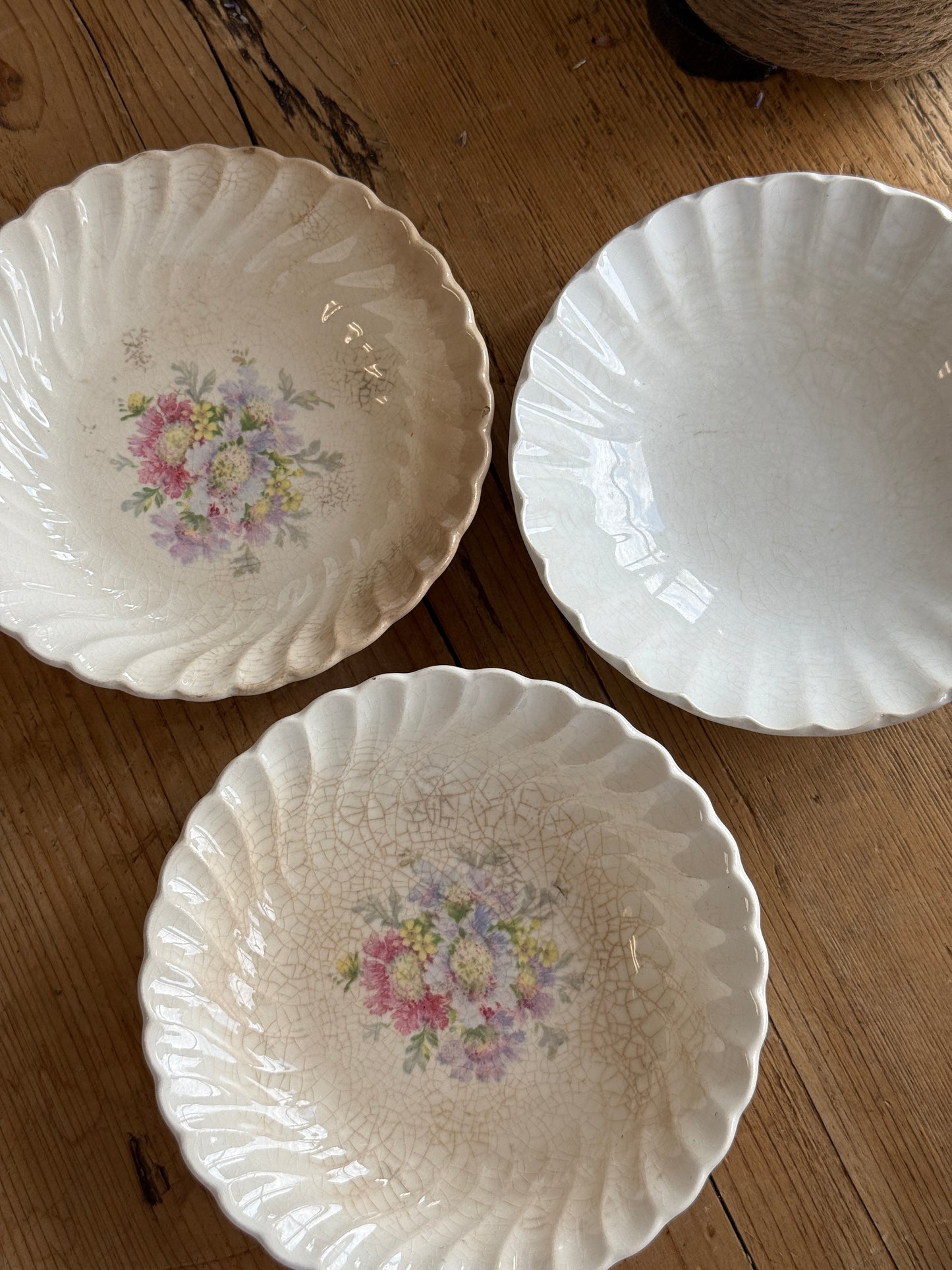 Set of Three Scalloped Bowls