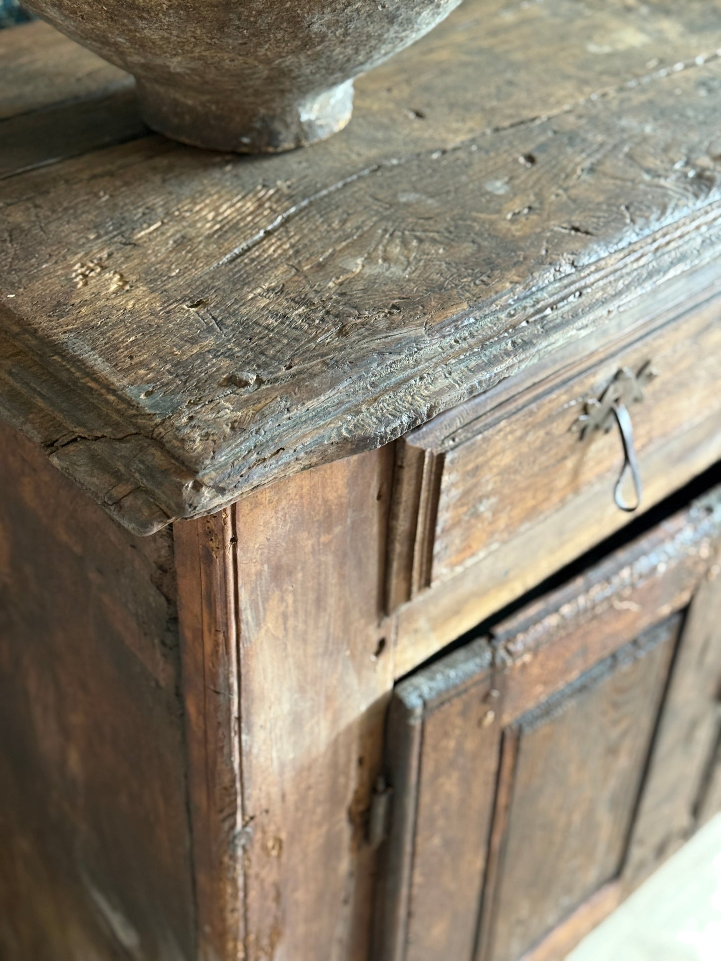 17th Century French Chestnut Sideboard with Leather Pulls