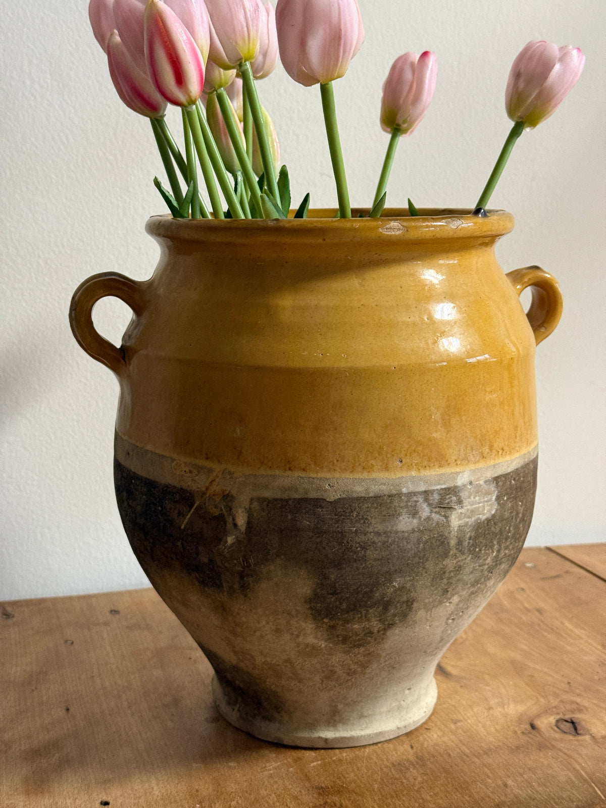 Rare Antique Ochre Yellow Glazed French Confit Pot
