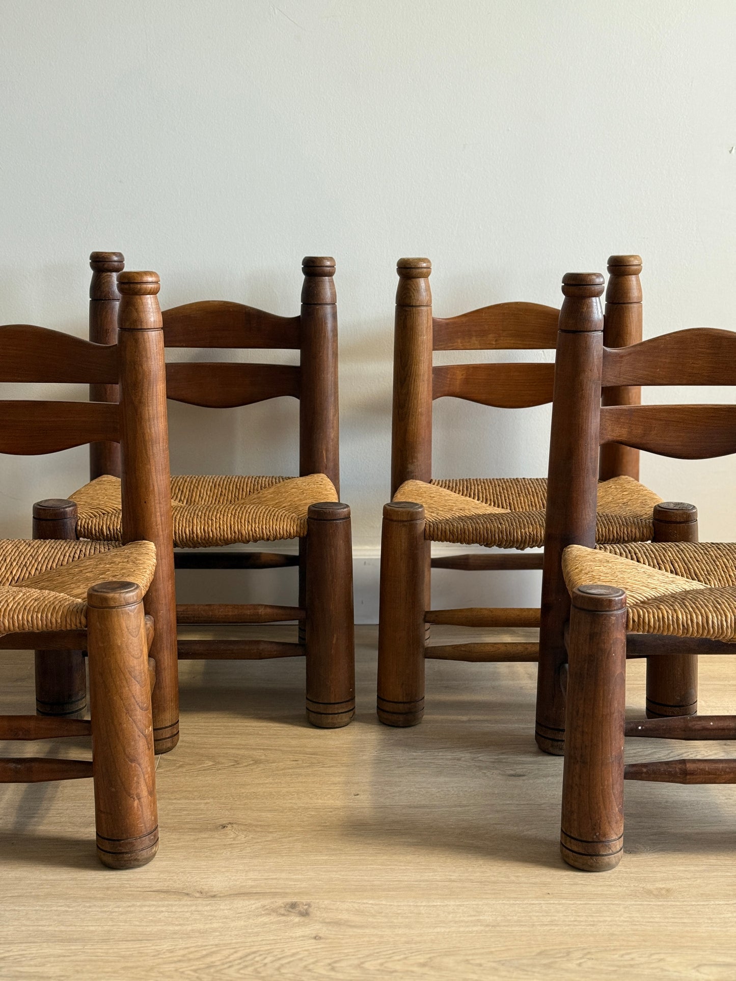 Set of Four Low Rush Chairs by Charles Dudouyt