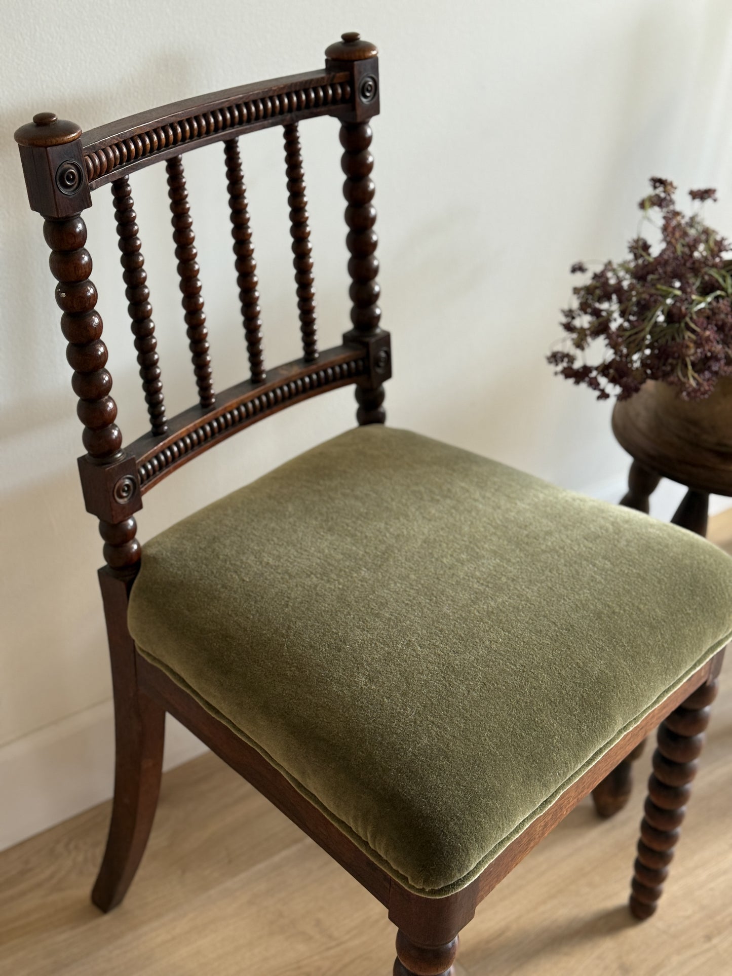 Pair of Antique English Oak Bobbin Chairs (circa 1880)
