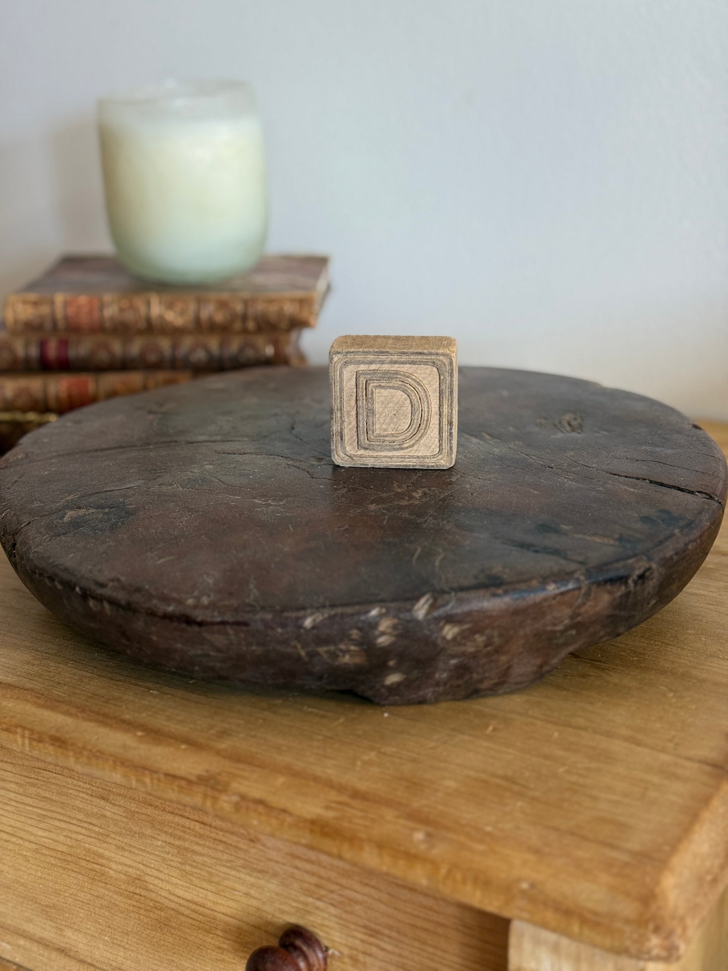 Large Antique Wood Chapati Riser