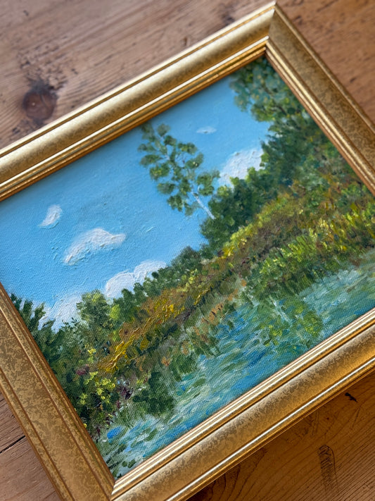 Vintage Original Russian Oil, Country Pond