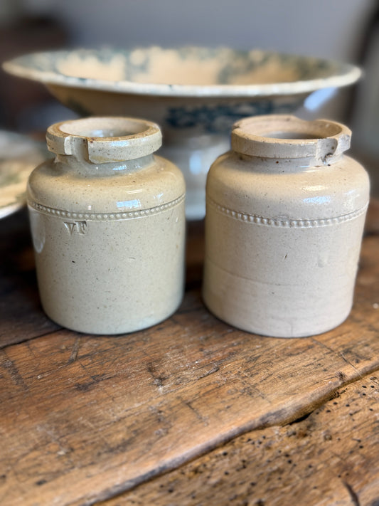 Antique English Stoneware Preserve Pots