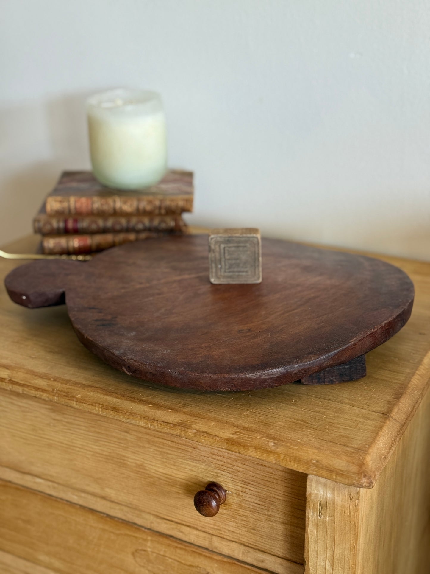 Large Antique Wood Chapati Riser