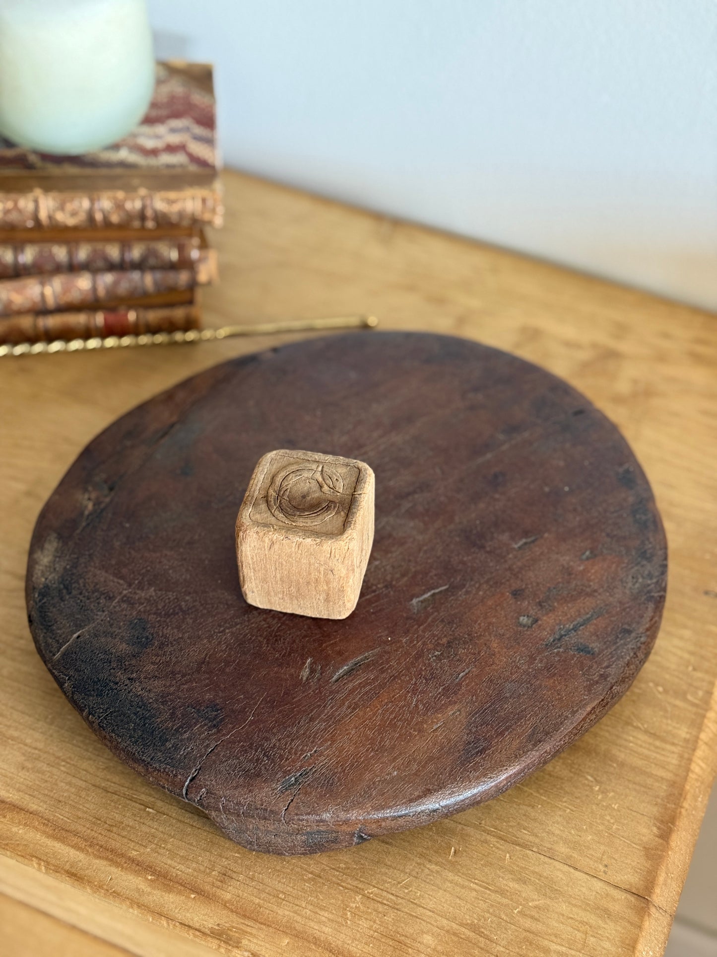 Large Antique Wood Chapati Riser