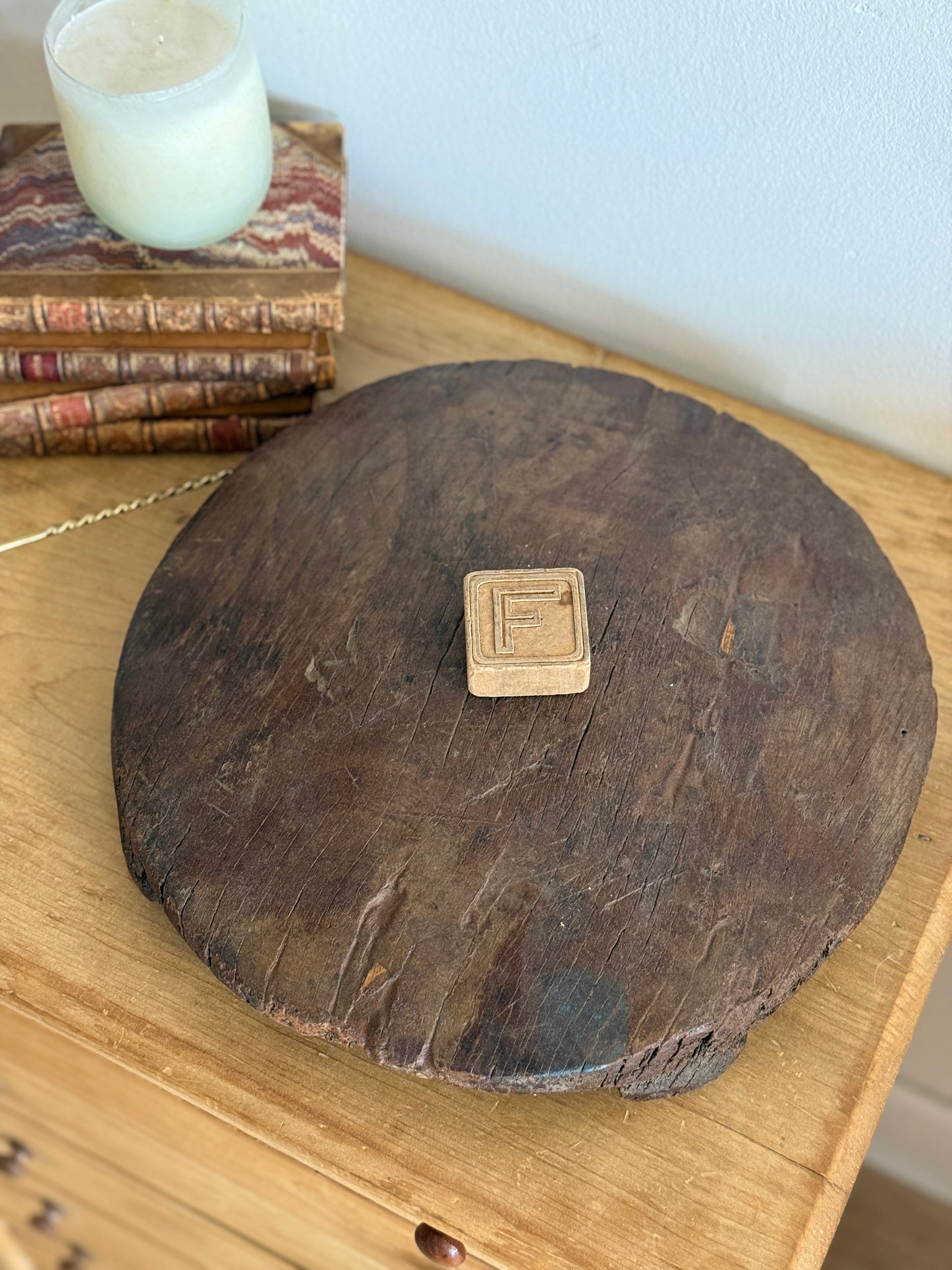 Large Antique Wood Chapati Riser