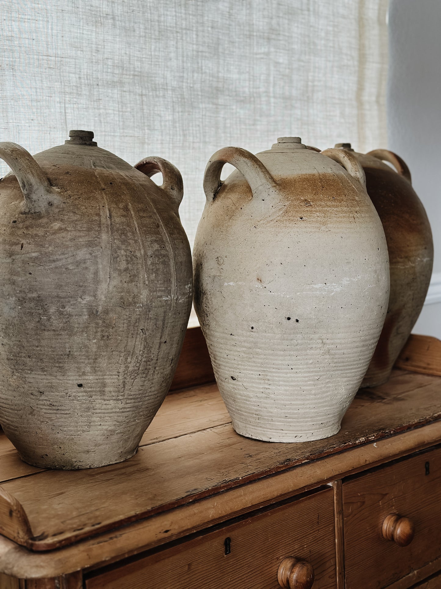 Extra Large Antique French Earthenware Jugs