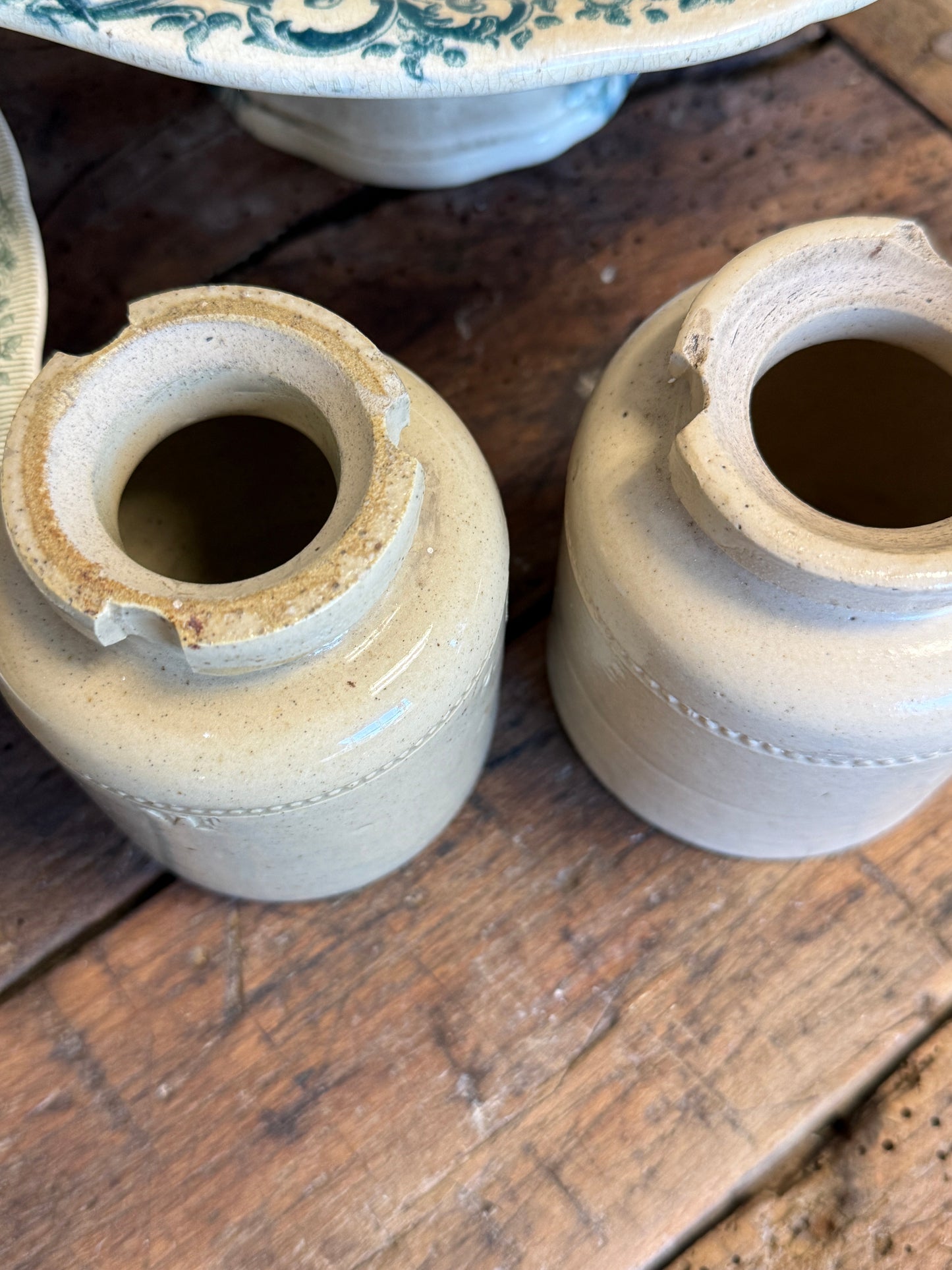 Antique English Stoneware Preserve Pots