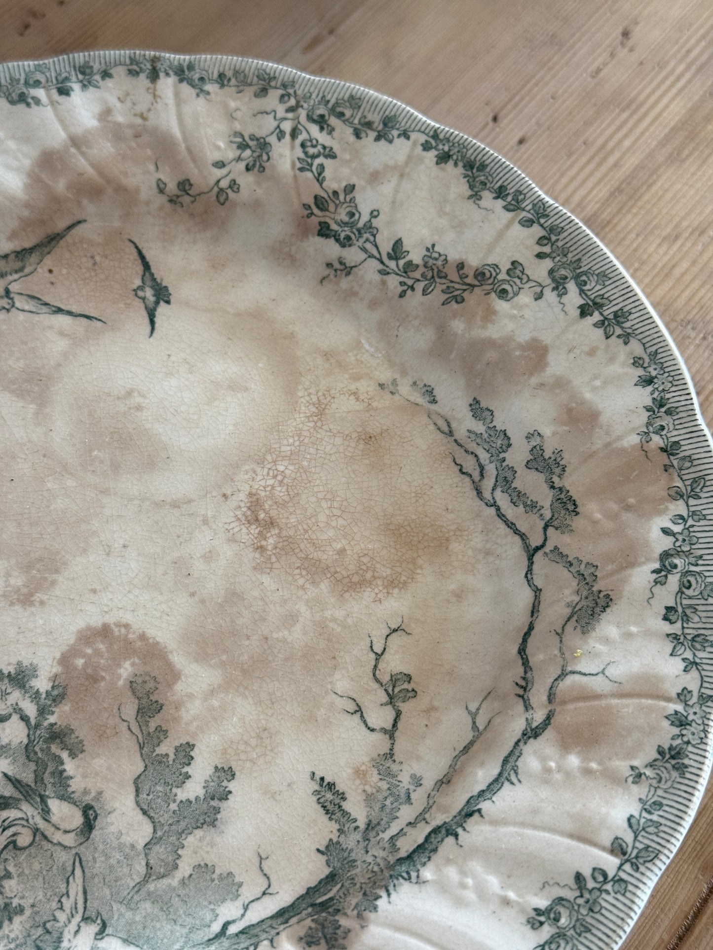 Antique French Watteau Pedestal Plate/Cake Stand