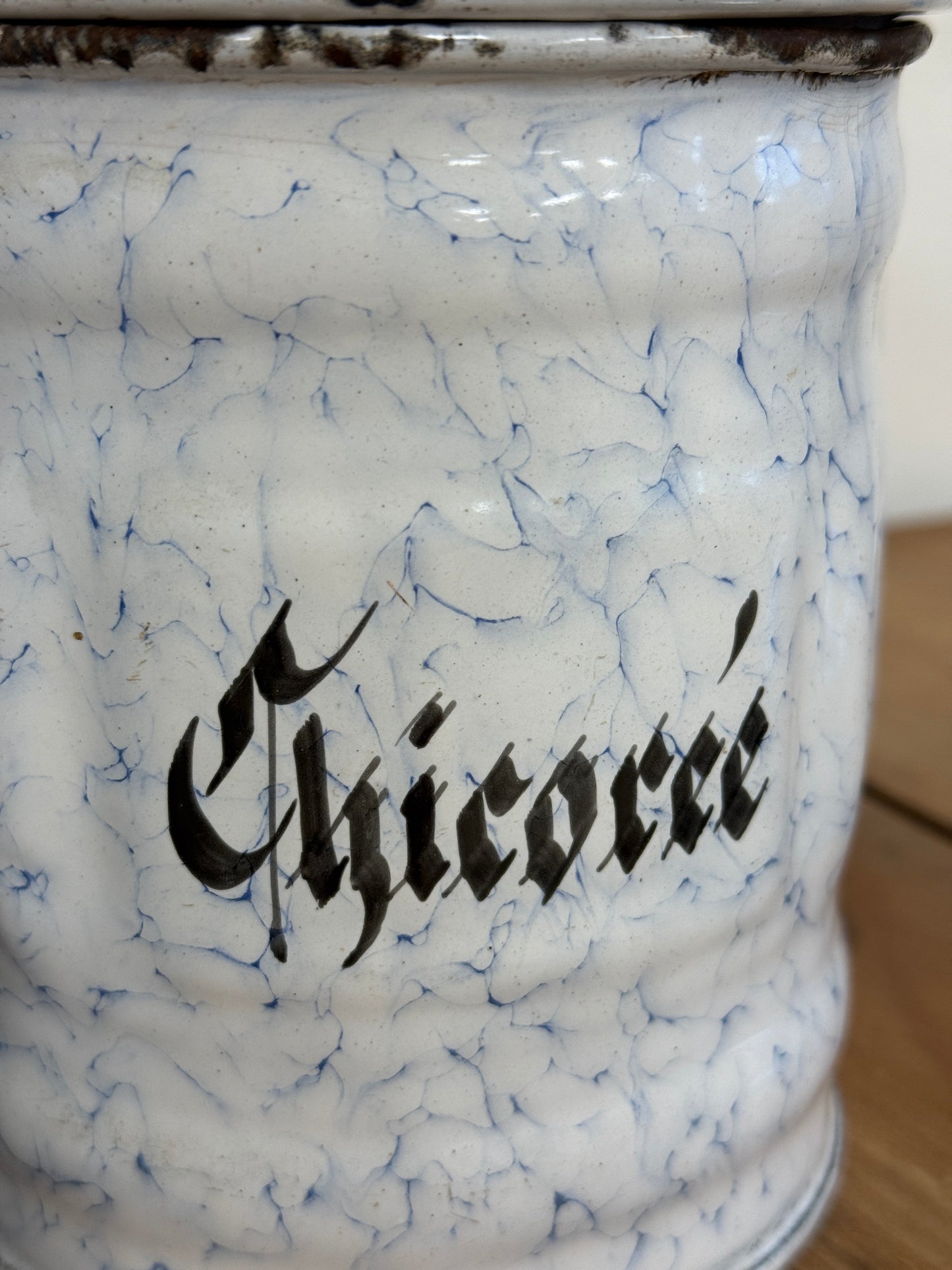 Antique French Enamelware Canisters