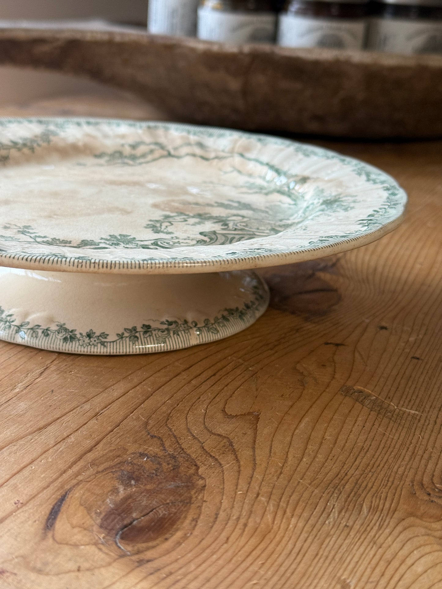 Antique French Watteau Pedestal Plate/Cake Stand
