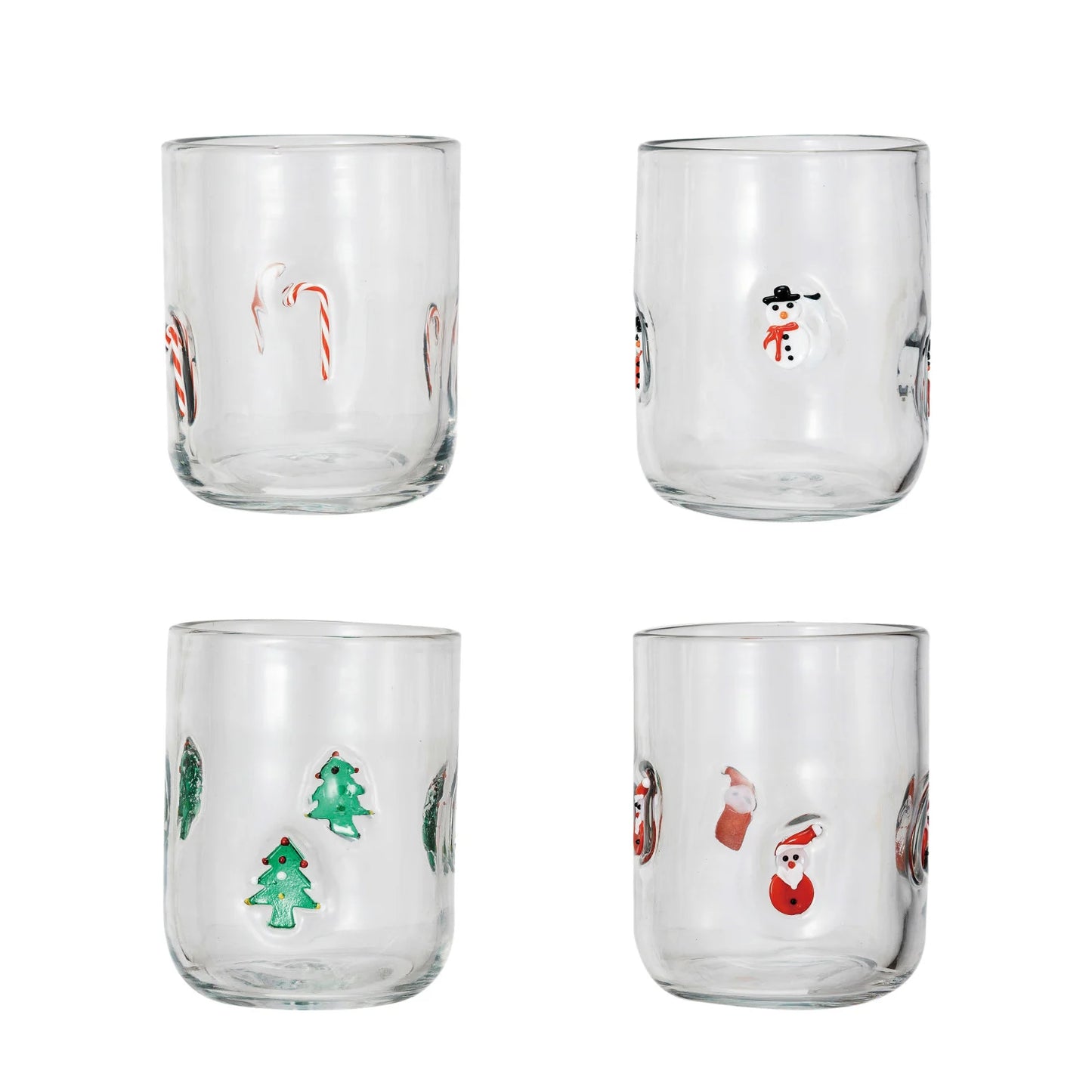 16 oz. Drinking Glass w/ Embedded Holiday Icon Pattern