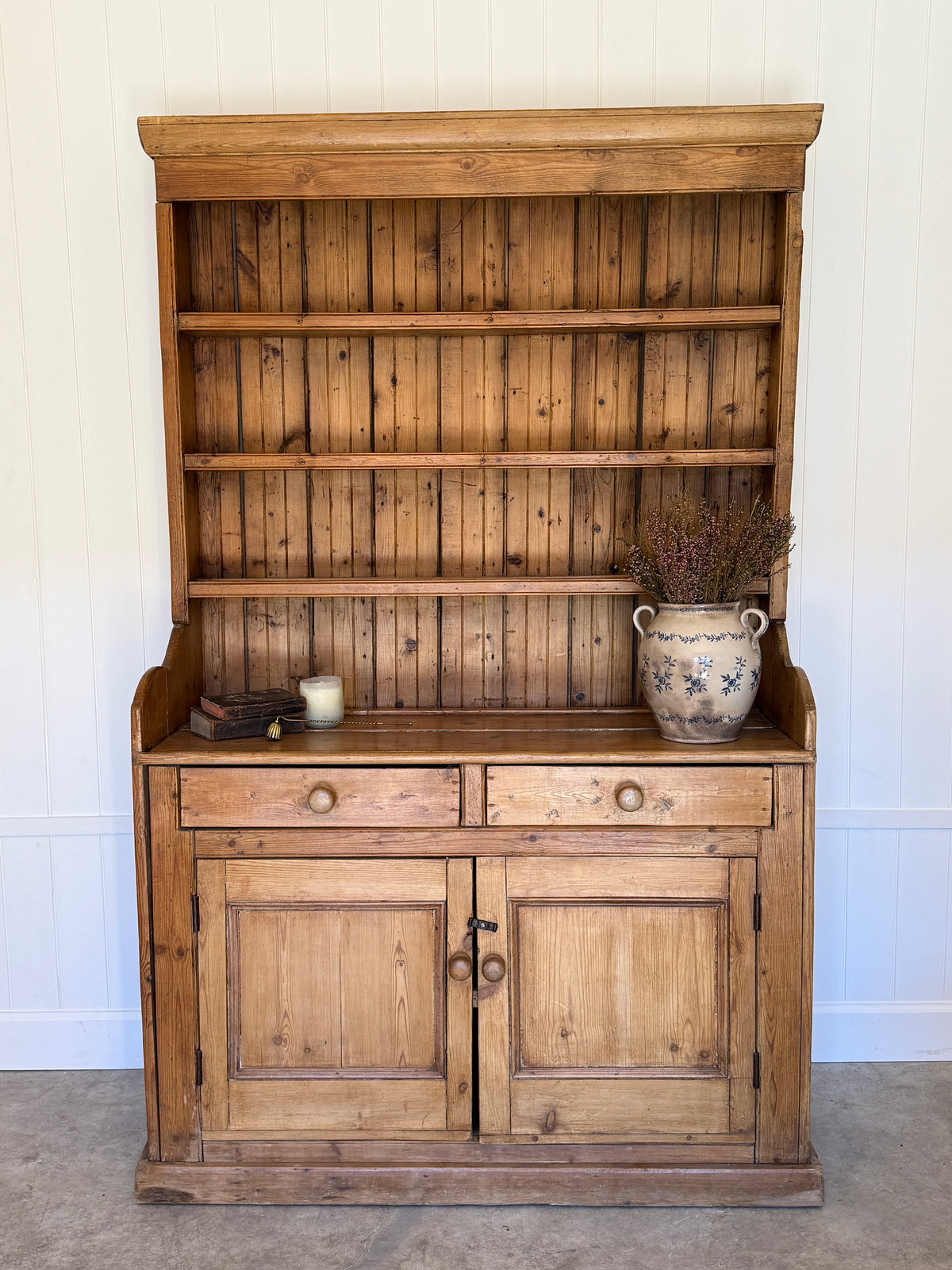 Antique Irish Pine Dresser/Hutch