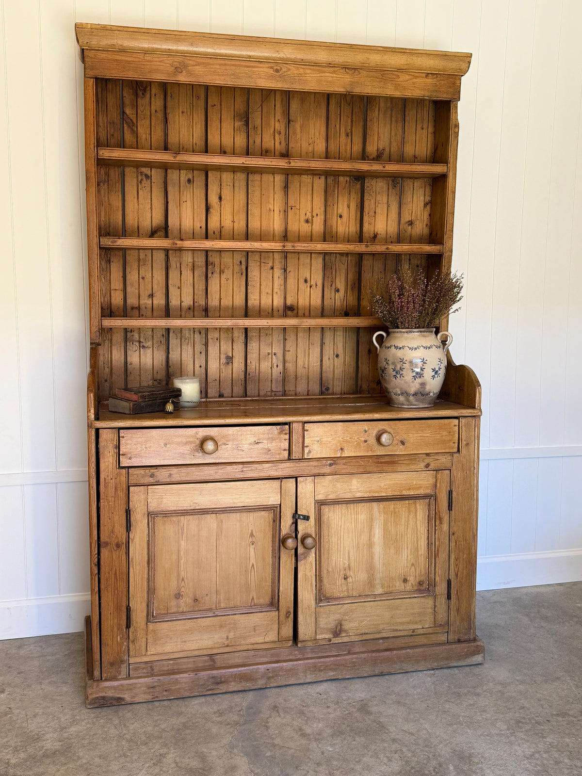 Antique Irish Pine Dresser/Hutch