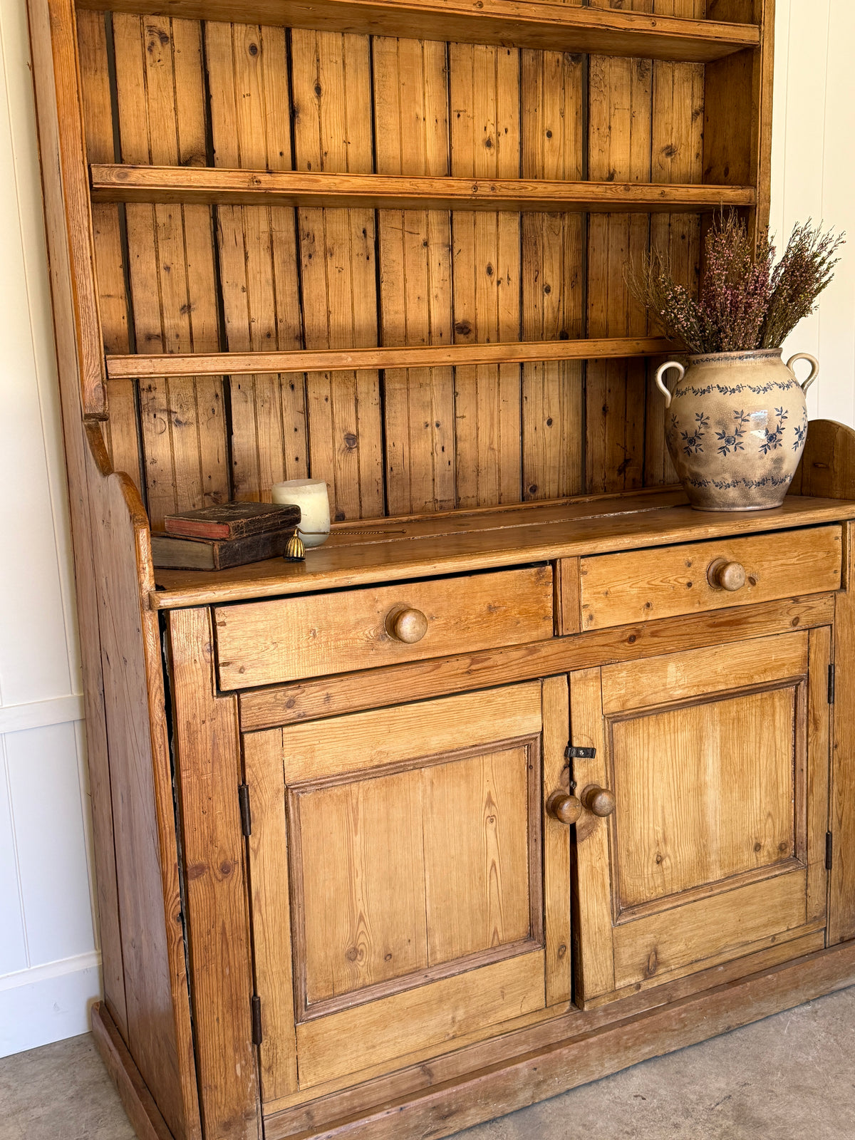Antique Irish Pine Dresser/Hutch