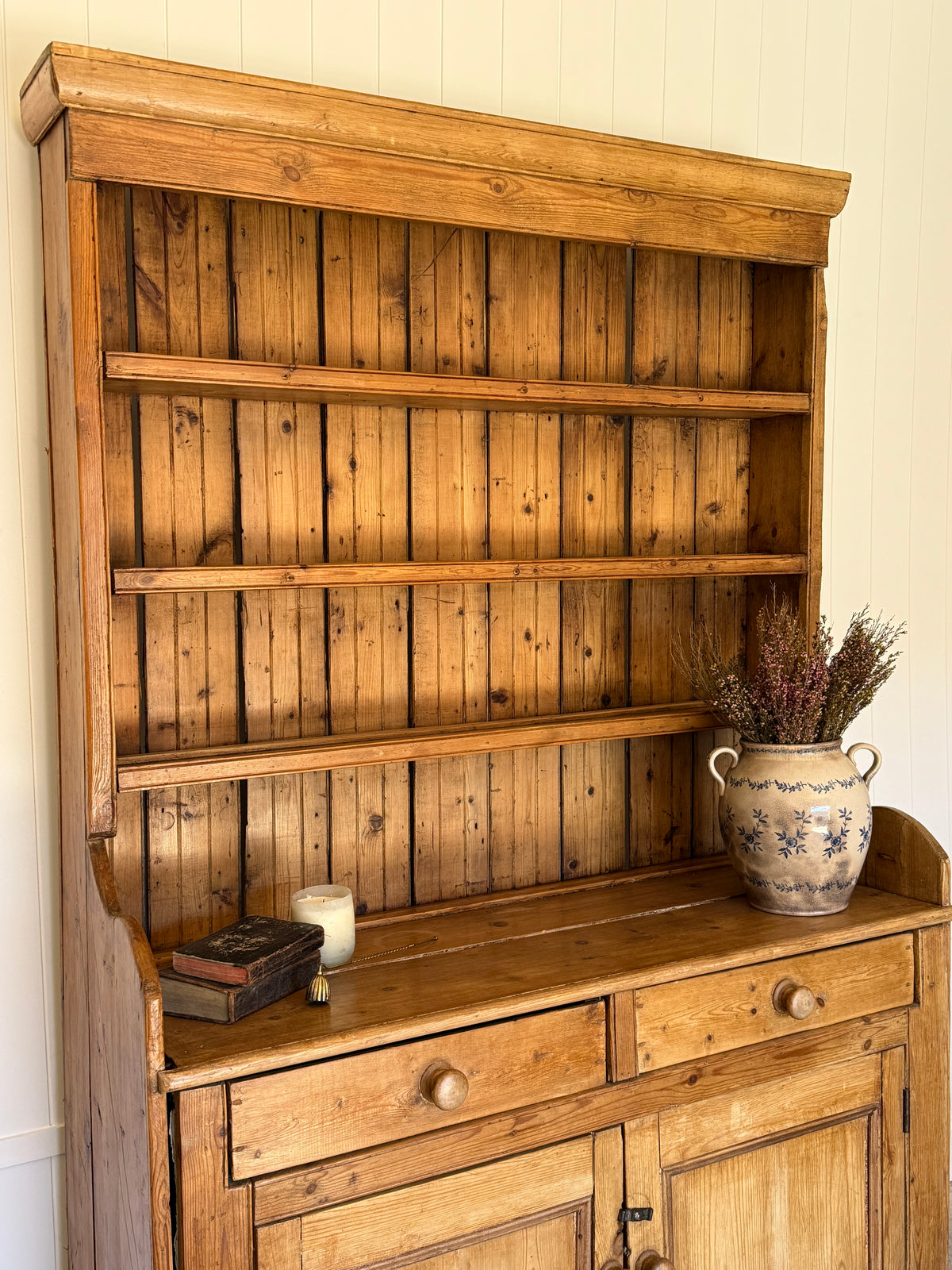 Antique Irish Pine Dresser/Hutch