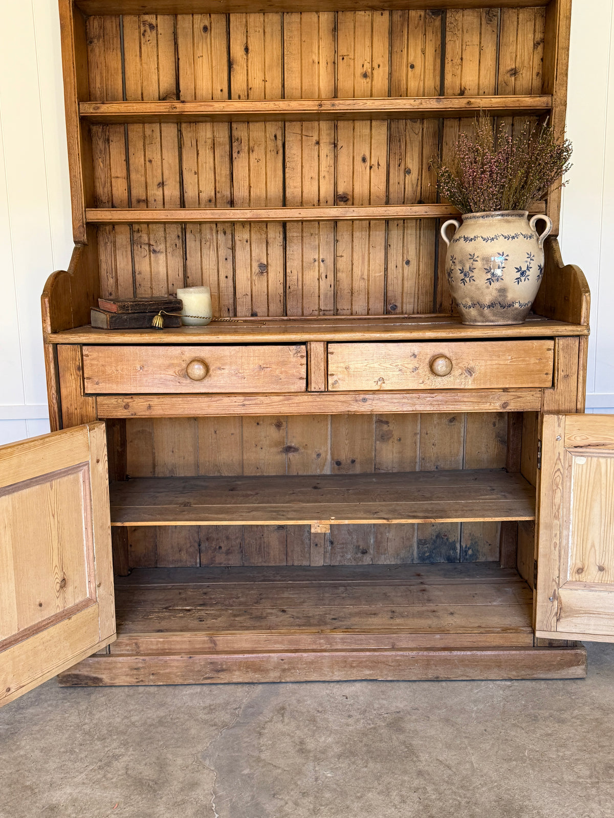 Antique Irish Pine Dresser/Hutch