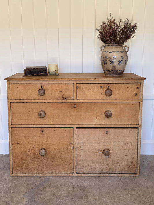 Antique English Pine Bank of Drawers