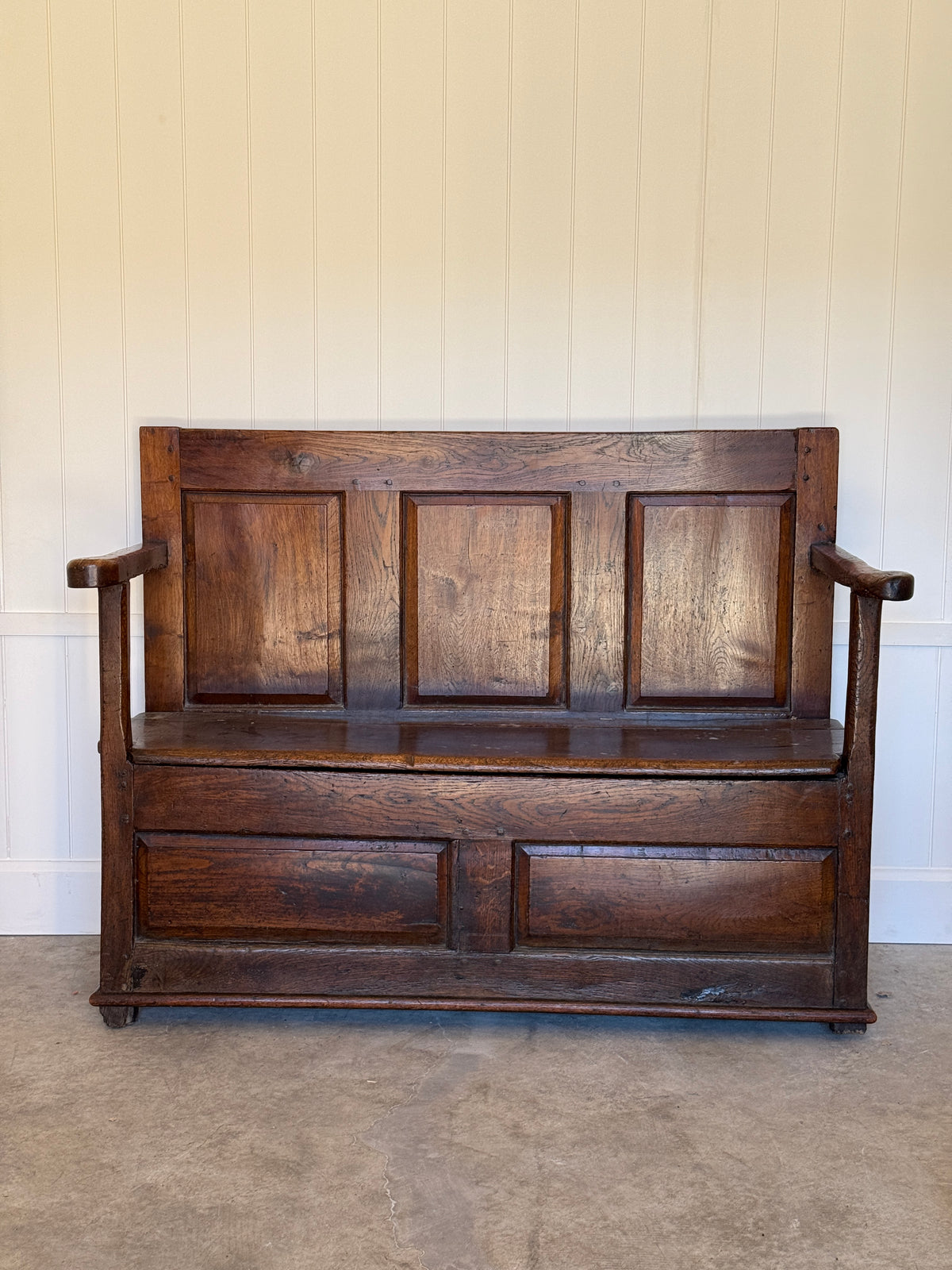 Antique English Oak Settle Bench