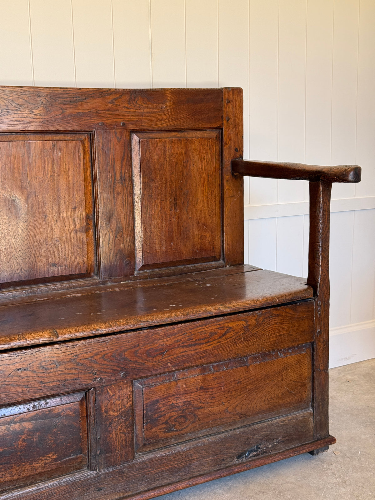 Antique English Oak Settle Bench