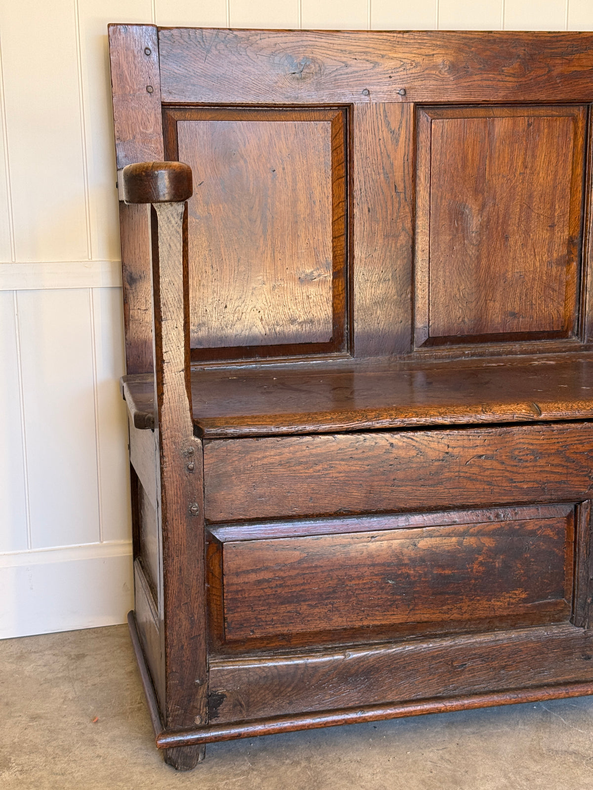 Antique English Oak Settle Bench