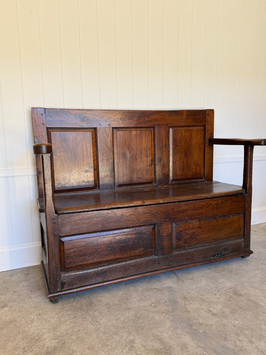 Antique English Oak Settle Bench